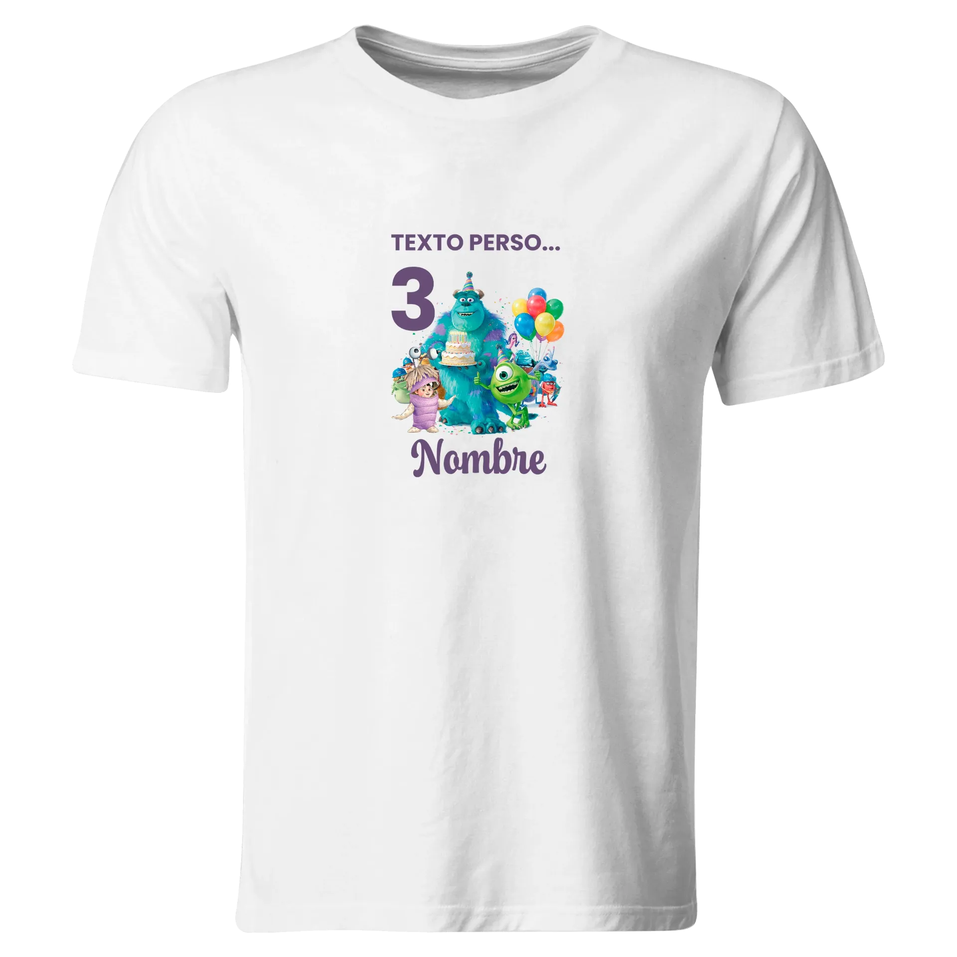 Playera Personalizada Cumpleaños Pc219. Monster Inc Universal (Recto​)