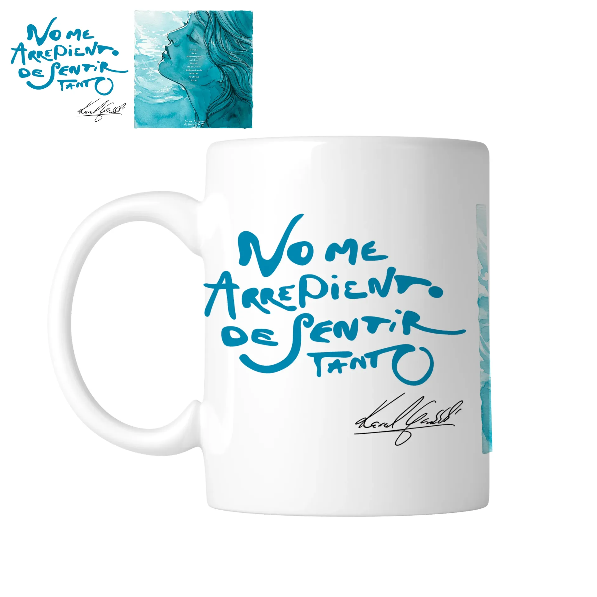 Taza 11 Oz LK996. Karol G. No me arrepiento de sentir tanto (Con nombre)