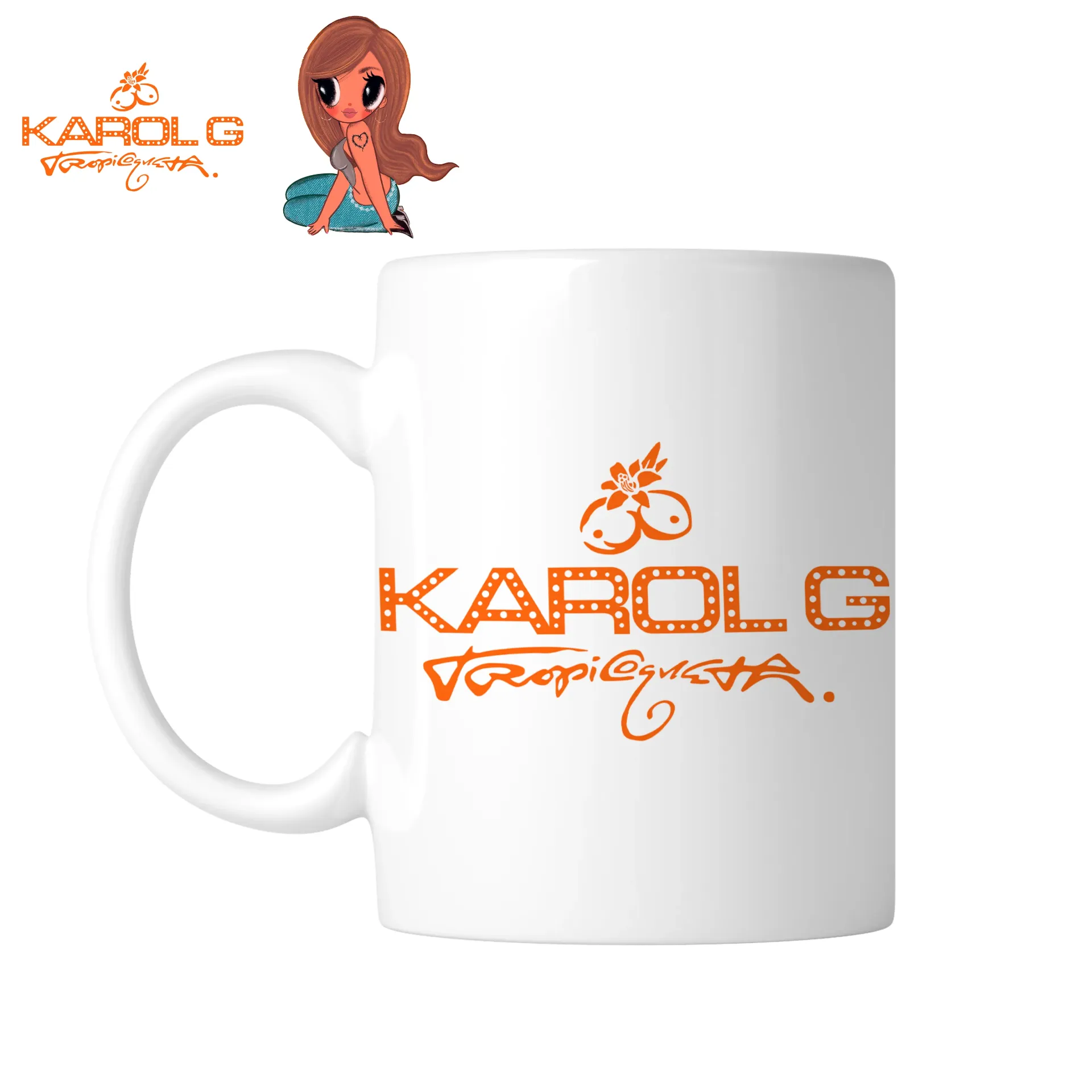 Taza 11 Oz LK997. Karol G. No me arrepiento de sentir tanto (Con nombre)
