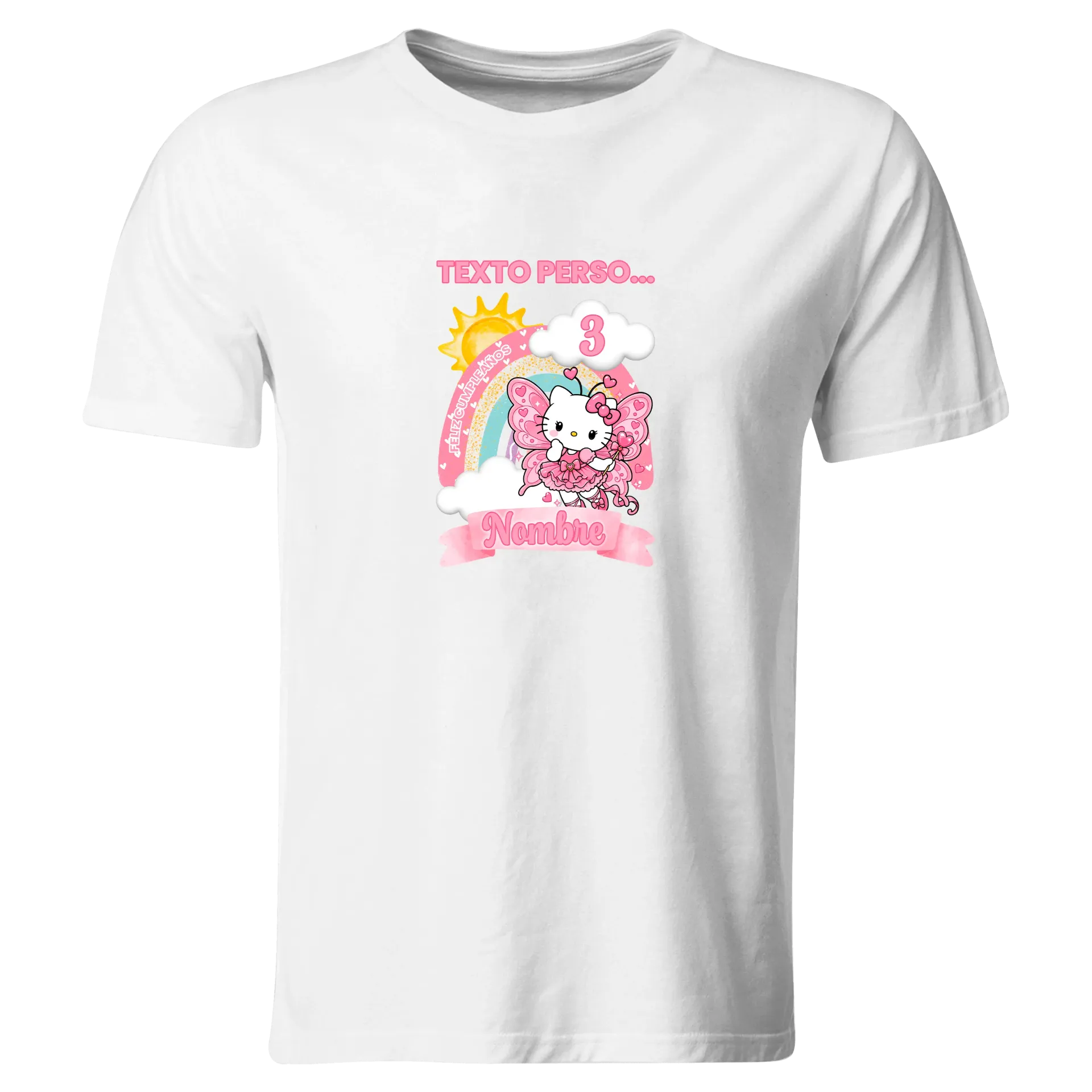Playera Personalizada Cumpleaños Pc252. Hello Kitty (Recto​)