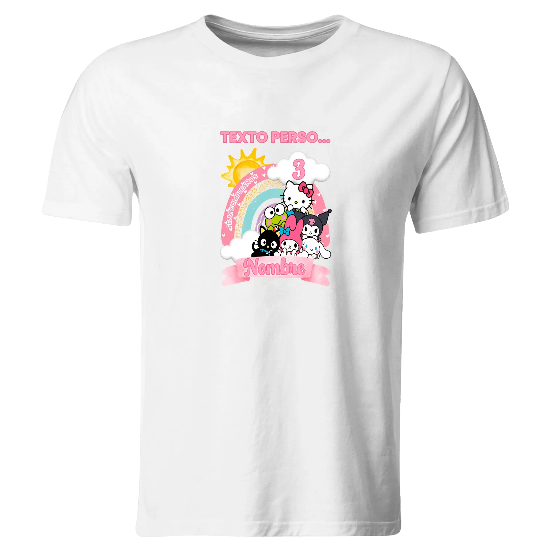 Playera Personalizada Cumpleaños Pc254. Hello Kitty (Recto​)