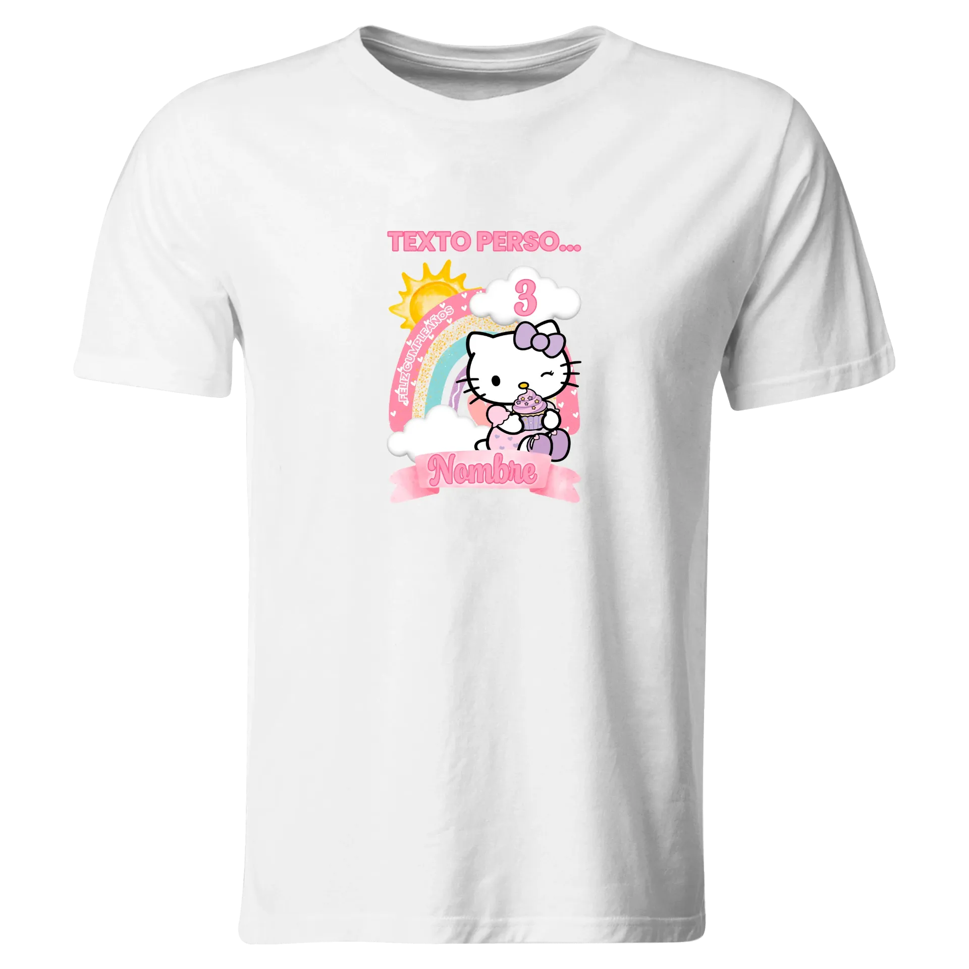 Playera Personalizada Cumpleaños Pc260. Hello Kitty (Recto​)