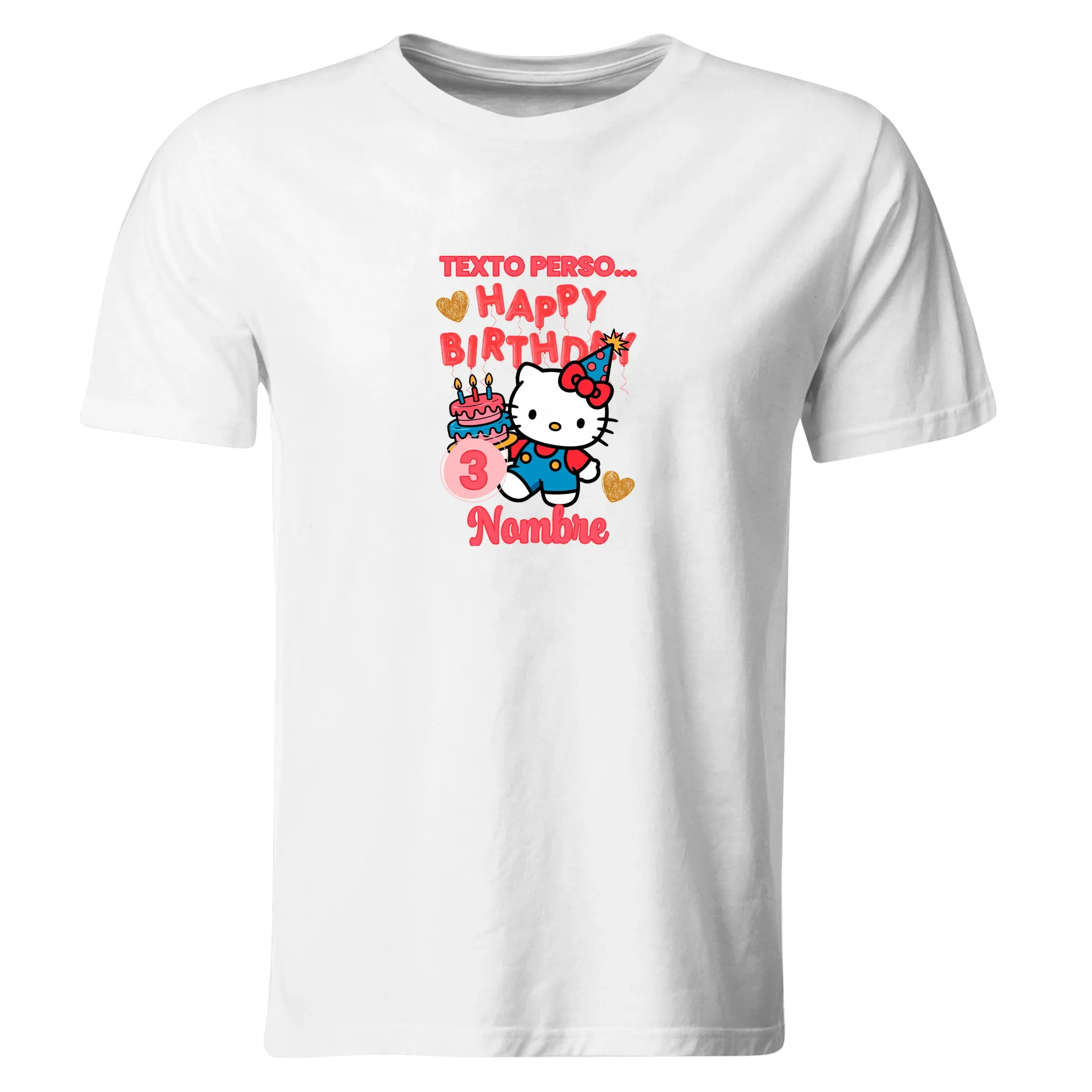Playera Personalizada Cumpleaños Pc267. Hello Kitty (Recto​)