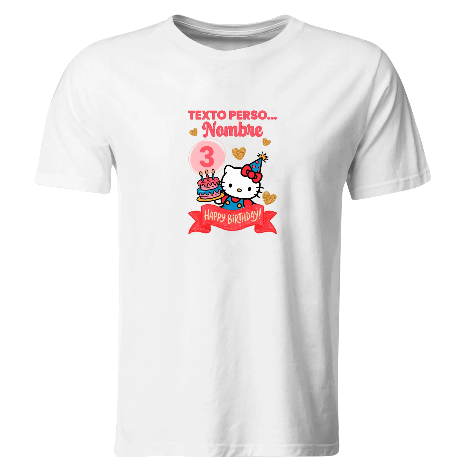 Playera Personalizada Cumpleaños Pc268. Hello Kitty (Recto​)