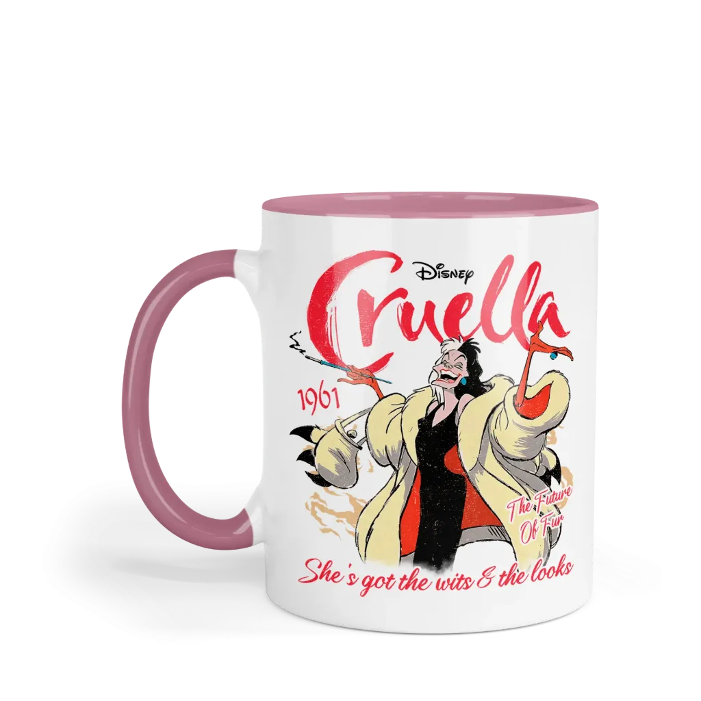 Taza 11 Oz LK1060. Villanos retro vintage. Cruella