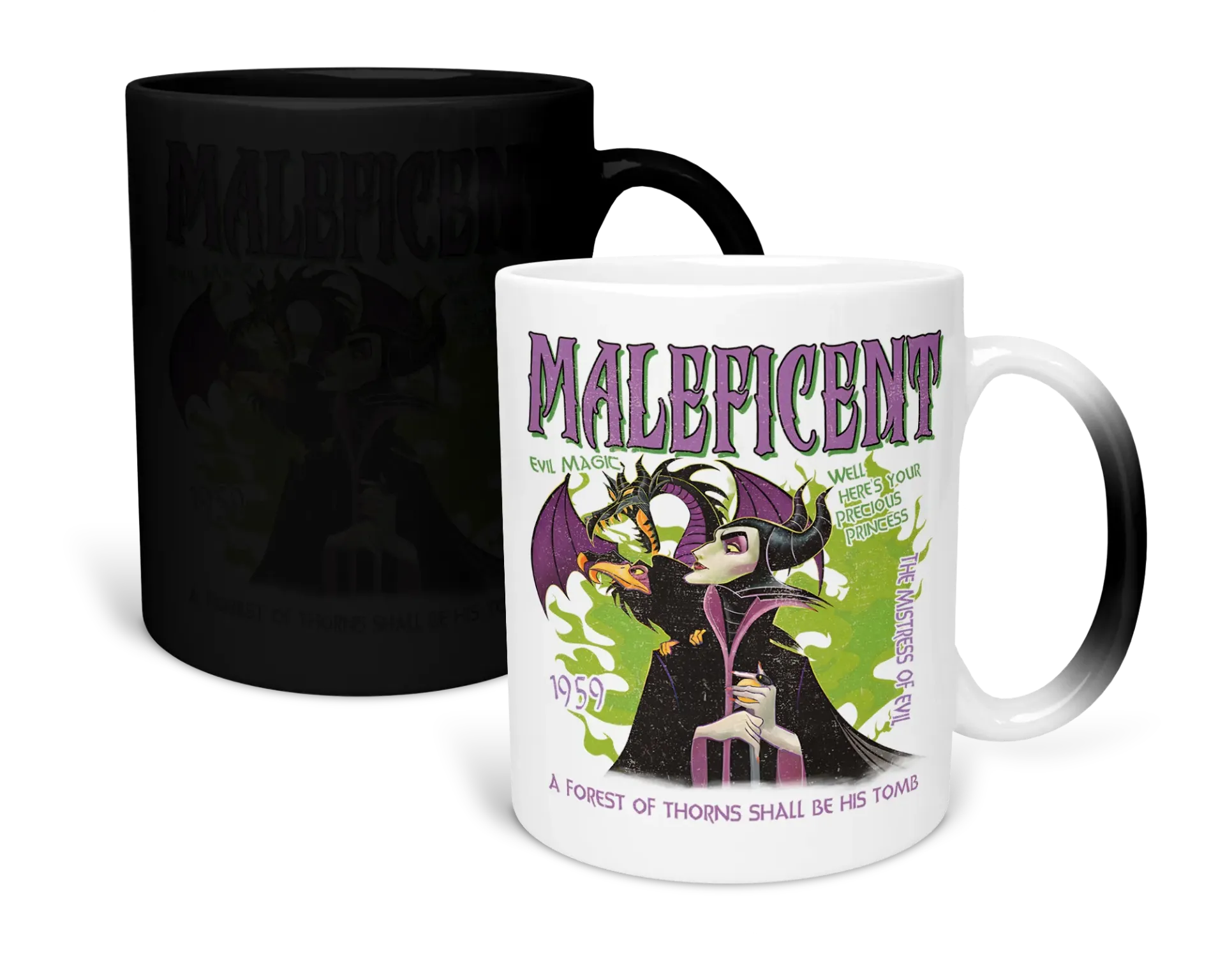 Taza magica 11 Oz LK1054. Villanos retro vintage. Malefica
