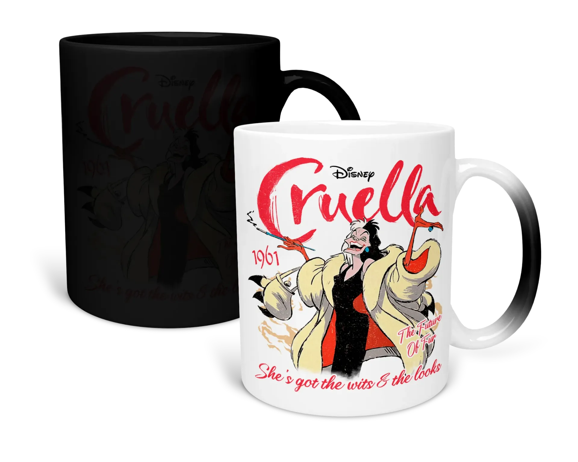 Taza magica 11 Oz LK1060. Villanos retro vintage. Cruella
