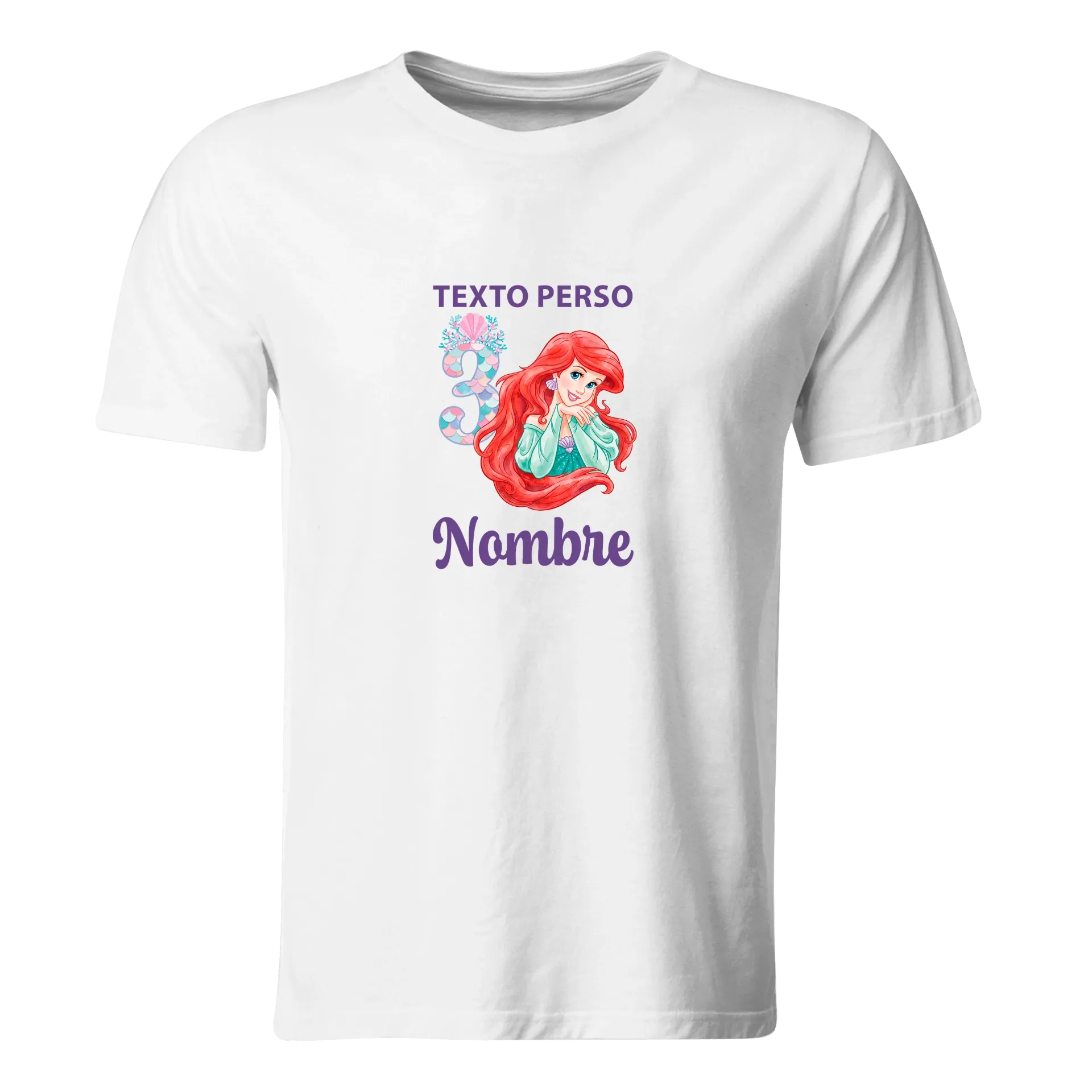 Playera Personalizada Cumpleaños Pc312. La sirenita mermaid princesa.