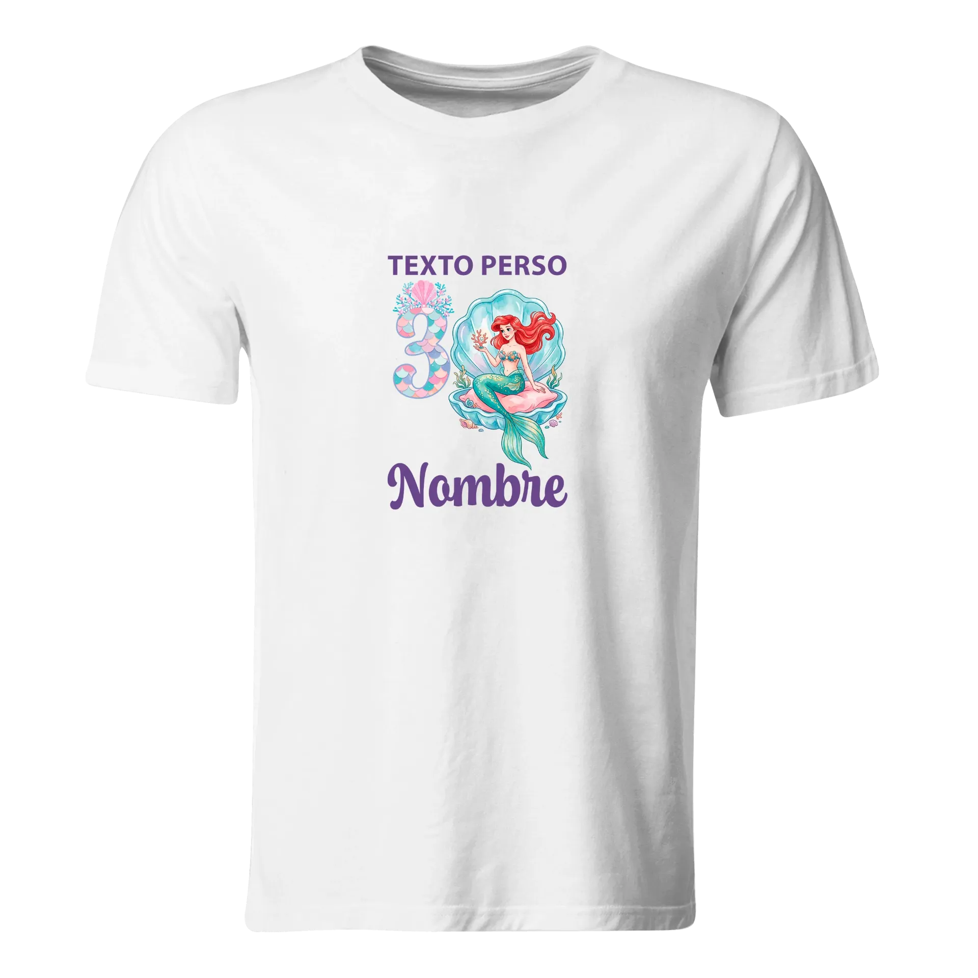 Playera Personalizada Cumpleaños Pc315. La sirenita mermaid princesa.