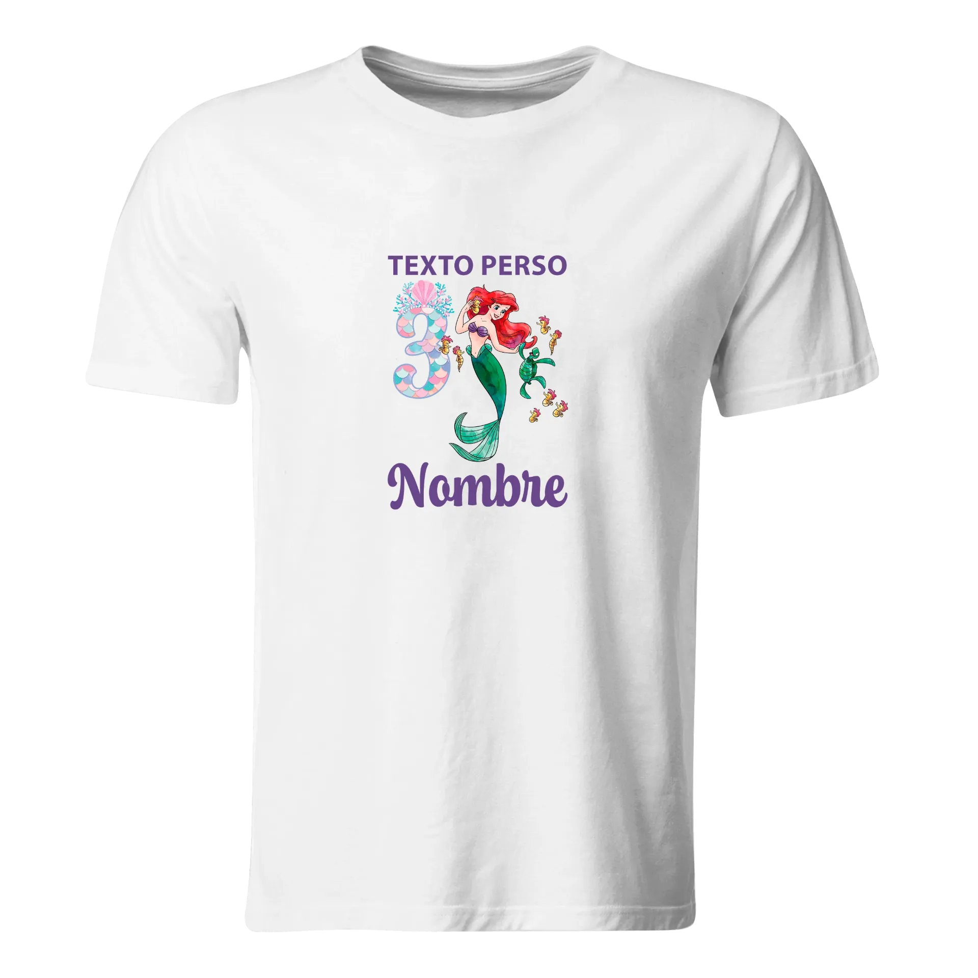 Playera Personalizada Cumpleaños Pc321. La sirenita mermaid princesa.