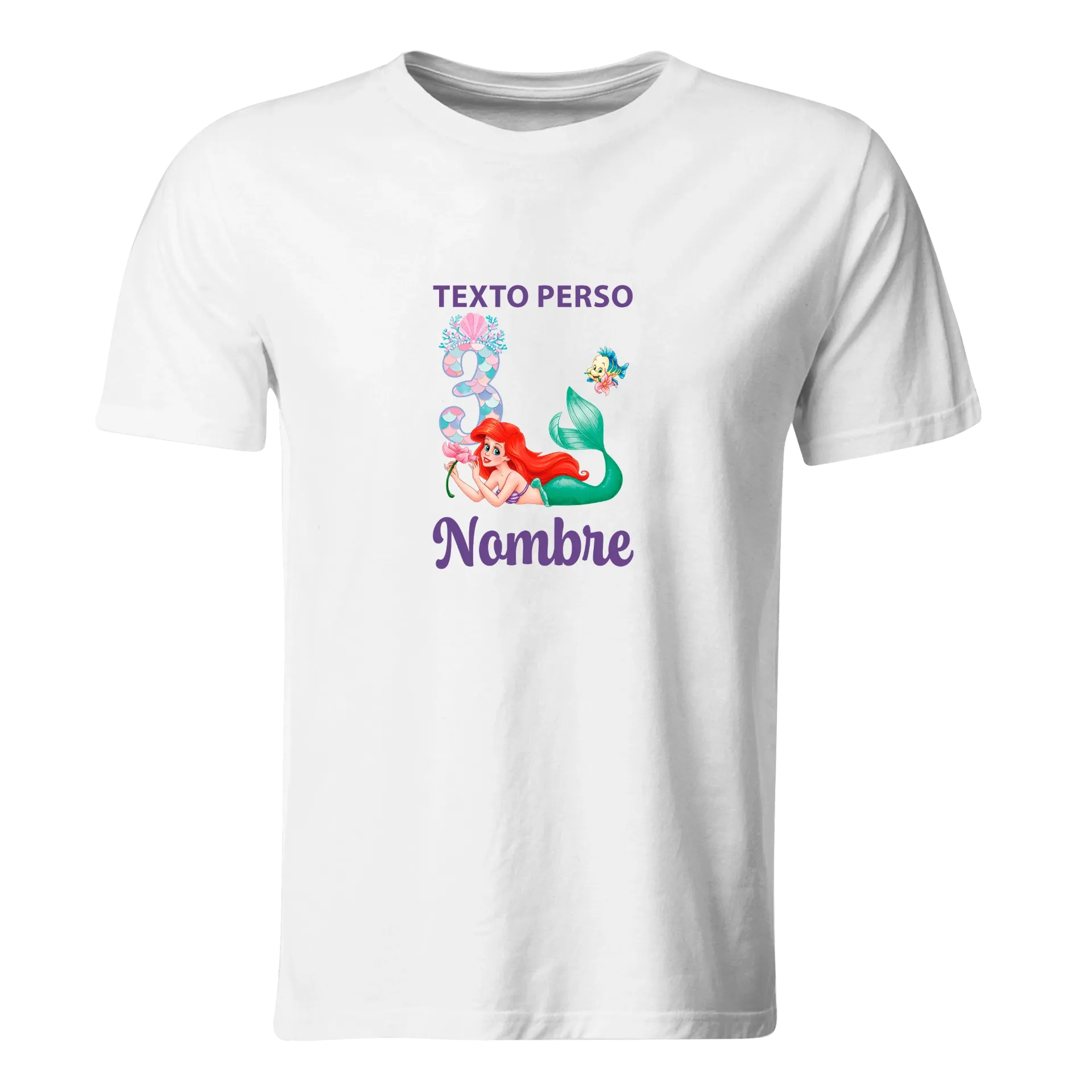 Playera Personalizada Cumpleaños Pc325. La sirenita mermaid princesa.
