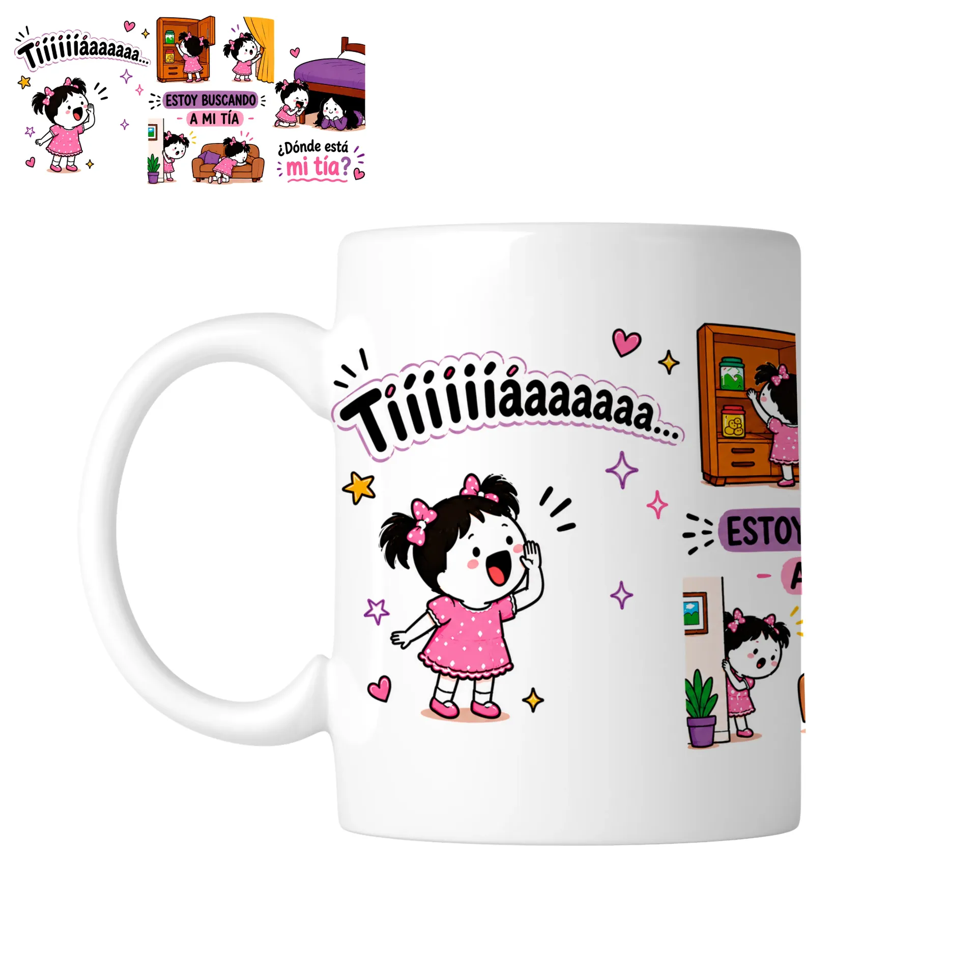 Taza 11 Oz LK1182. La taza de la tía con la frase viral "¿Dónde está mi tíaaaa?"