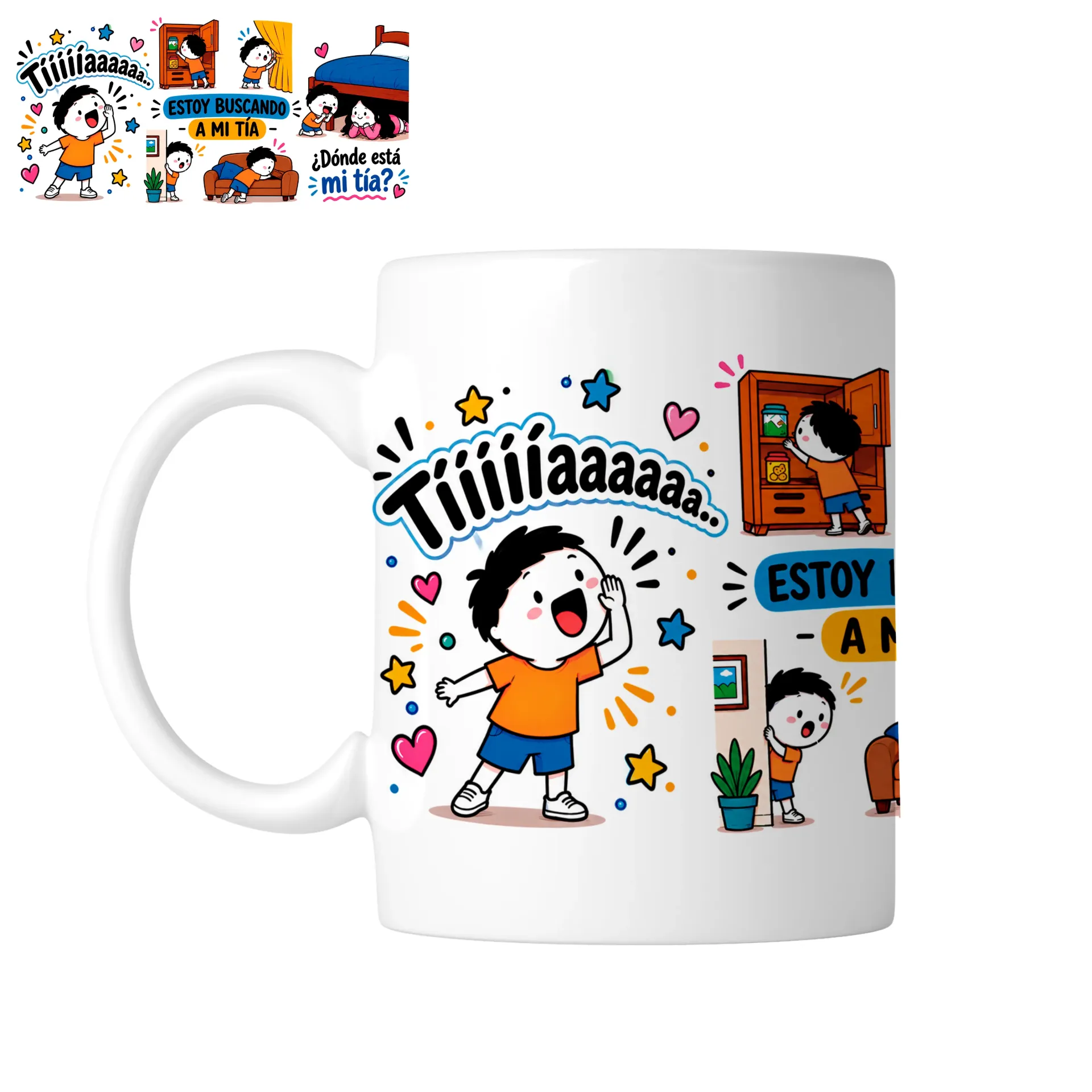 Taza 11 Oz LK1183. La taza de la tía con la frase viral "¿Dónde está mi tíaaaa?"