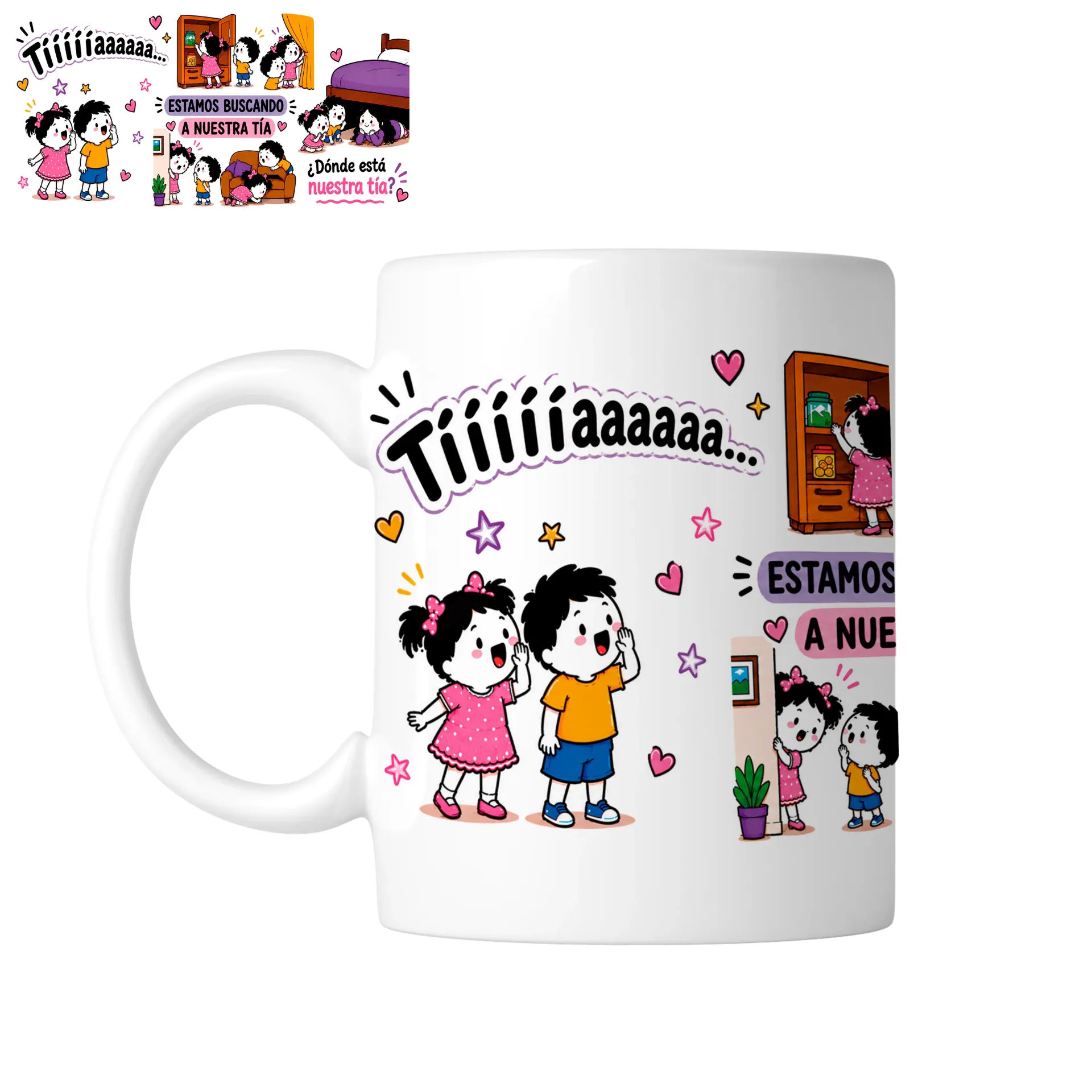 Taza 11 Oz LK1184. La taza de la tía con la frase viral "¿Dónde está mi tíaaaa?"