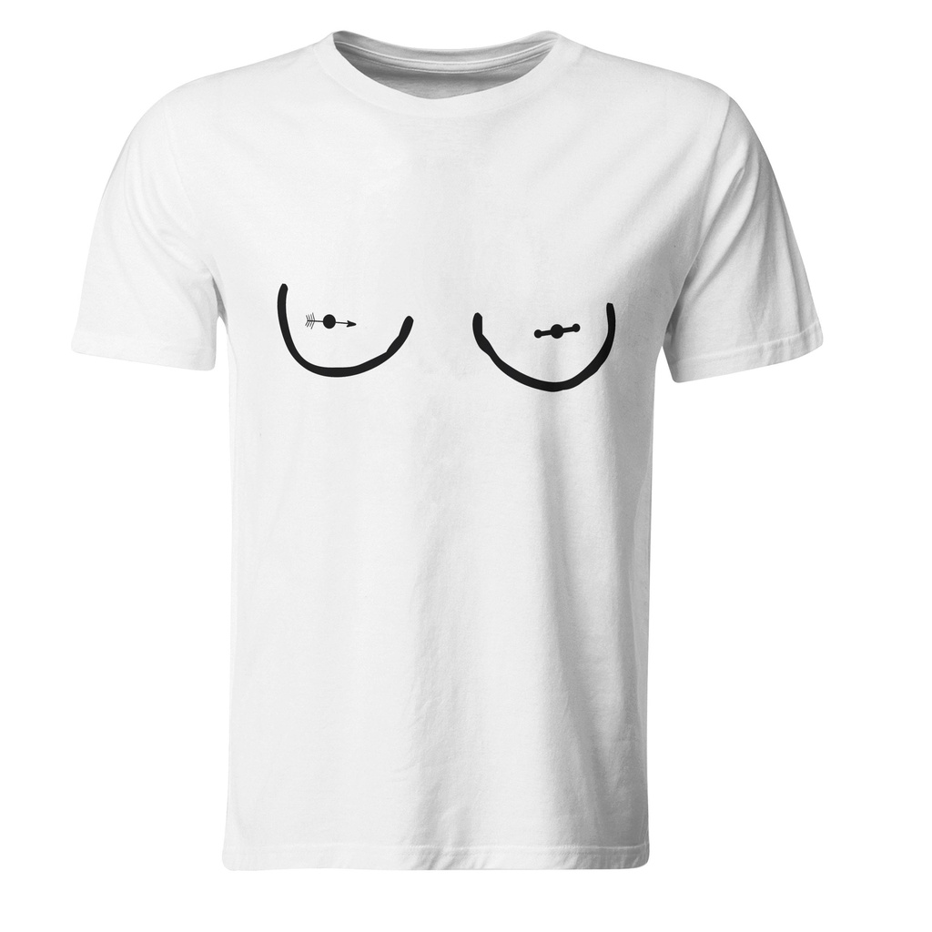 Playera Senos Con Piercing (Recto​, Negro​, Blanco)