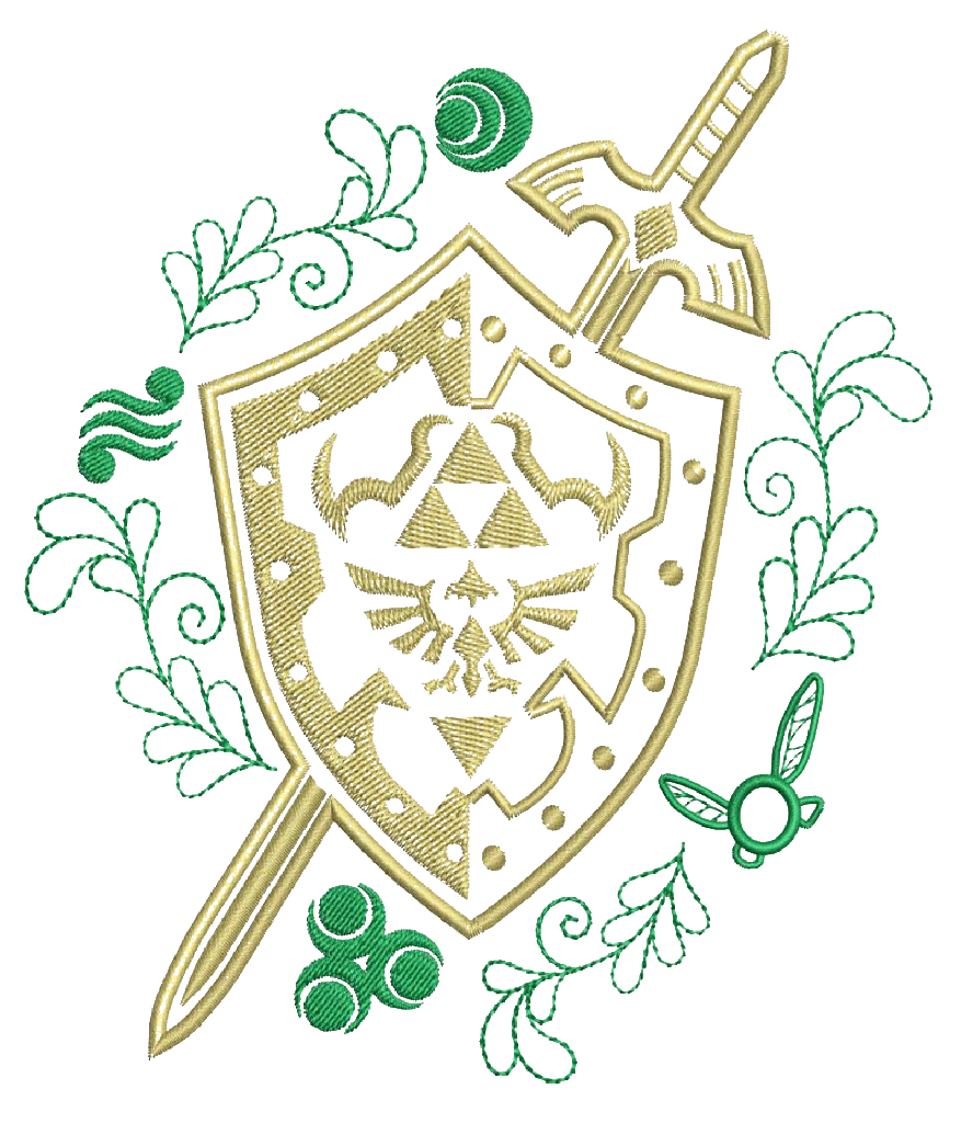 Playera bordada: Zelda (Escudo y espada).