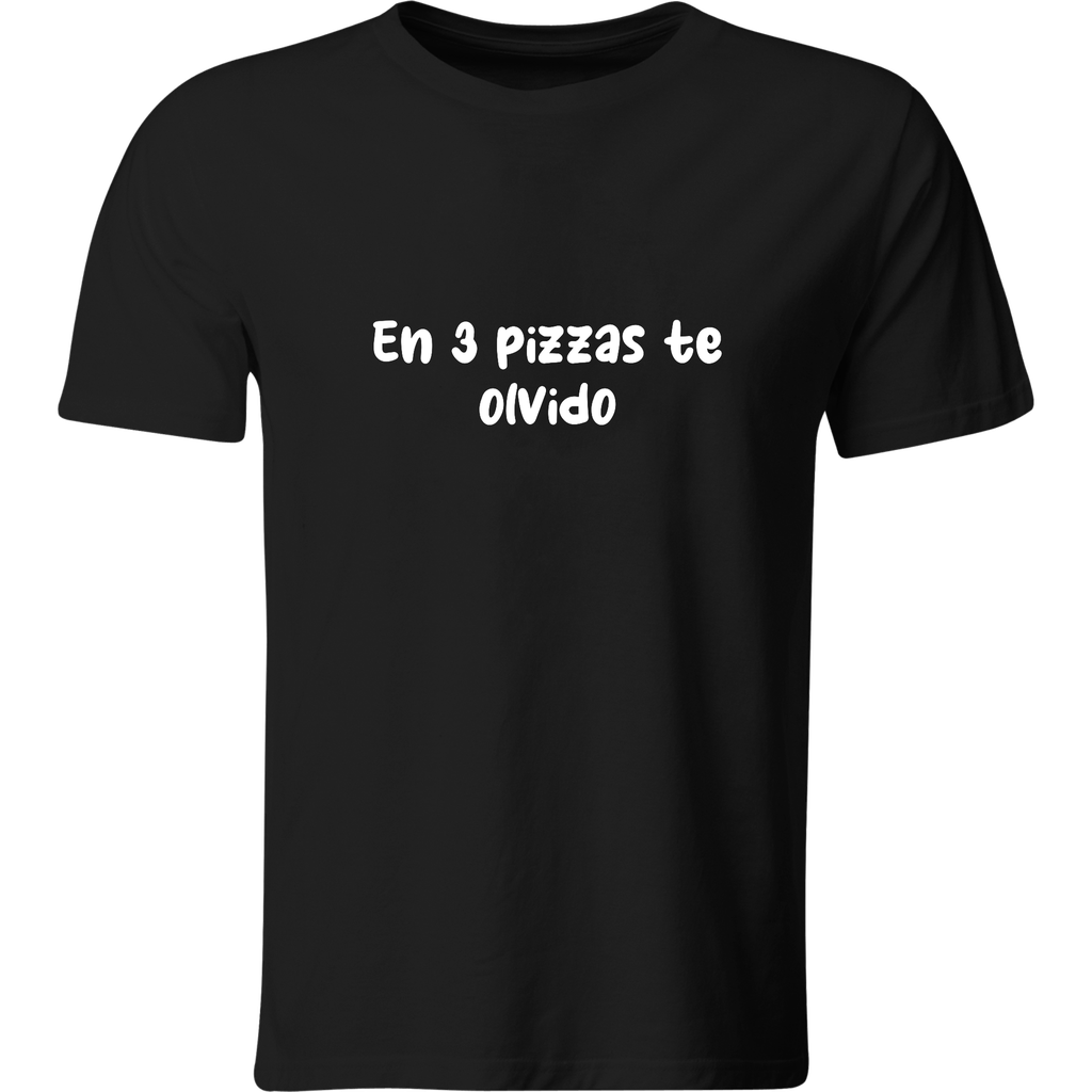Playera: en 3 pizzas te olvido. | Mod. LK194