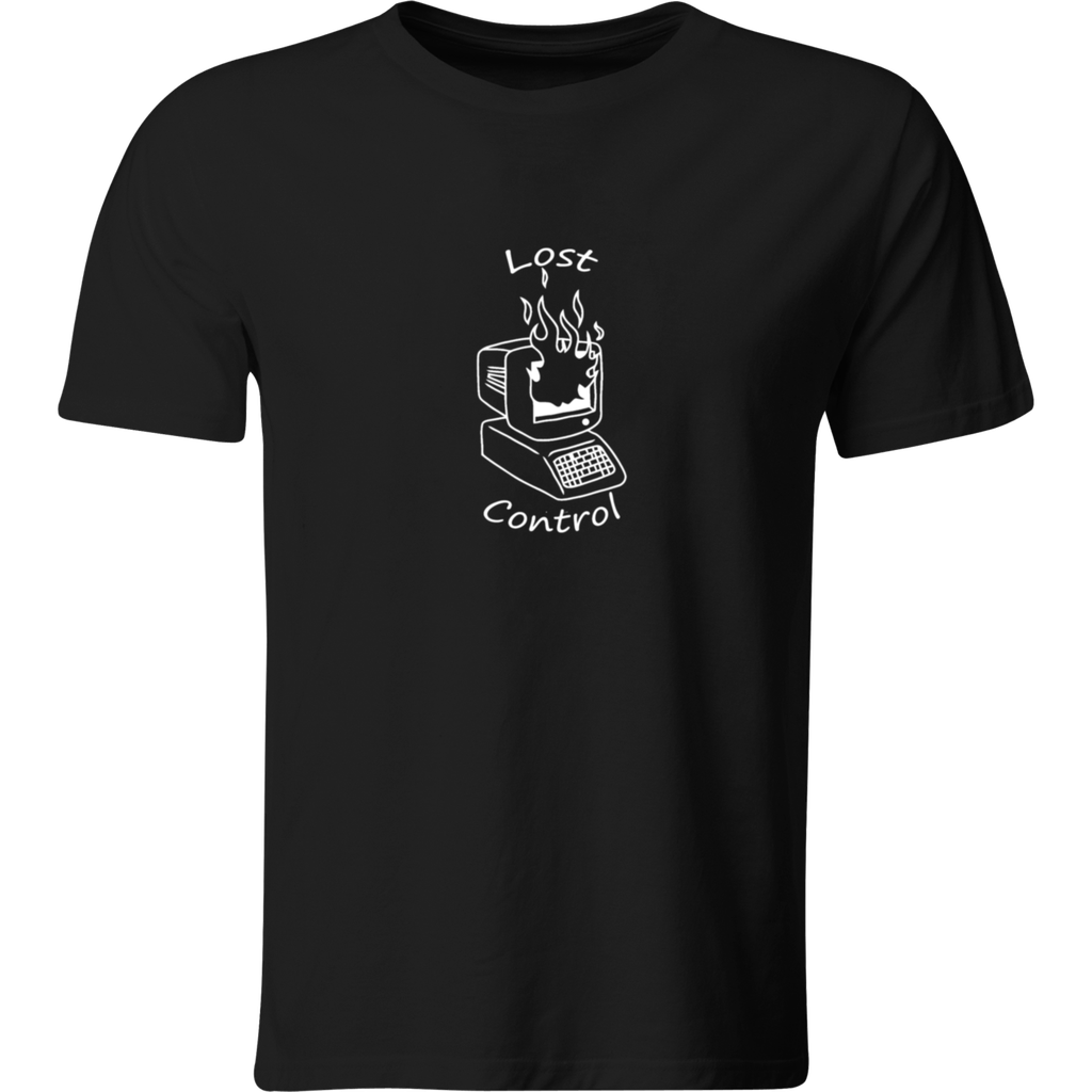 Playera Color Lk201. Frase Programador Lost Control anime (Recto​, Negro​, Blanco)