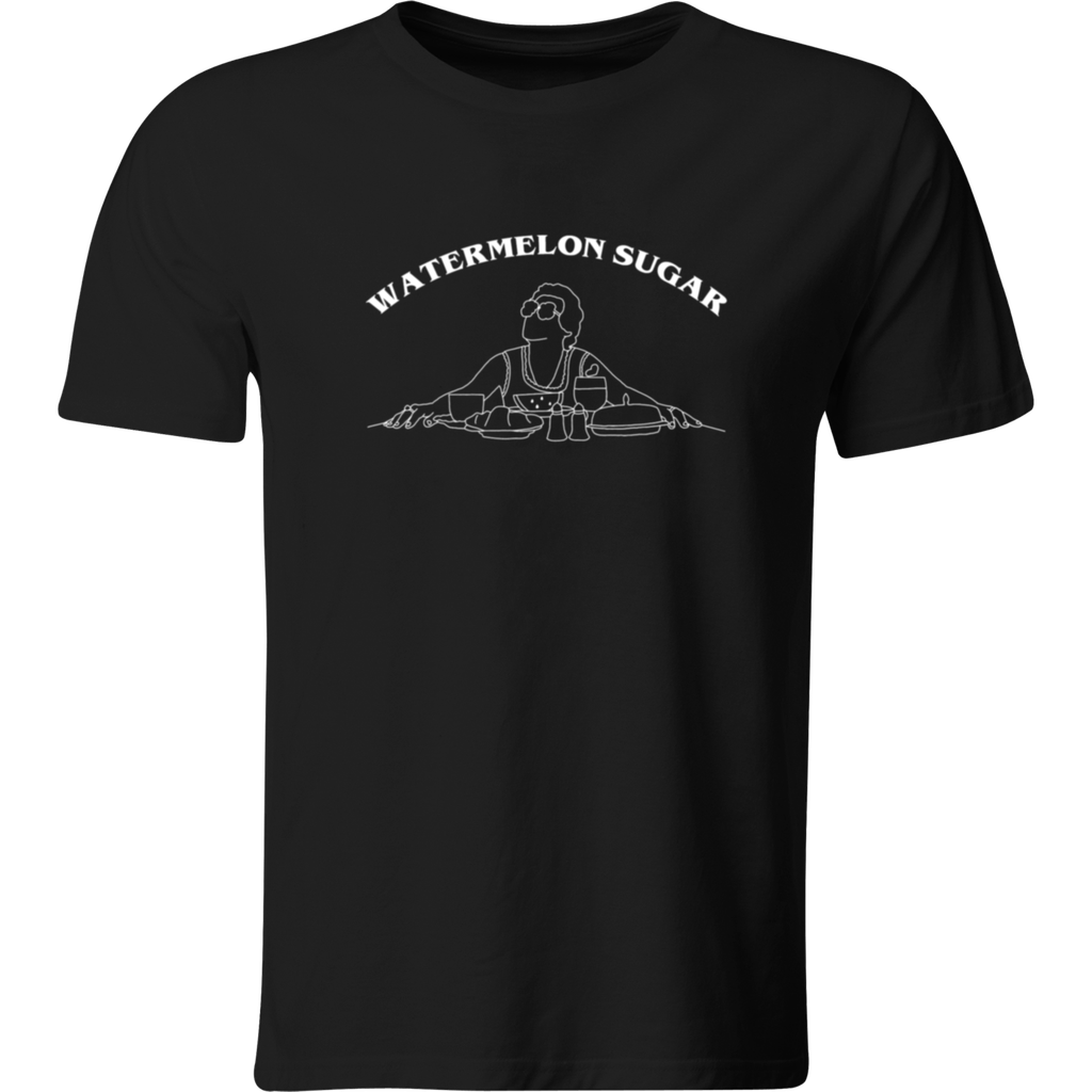 Playera Color Lk208. Frase Harry Watermelon Sugar (copia) (Recto​, Negro​, Blanco)