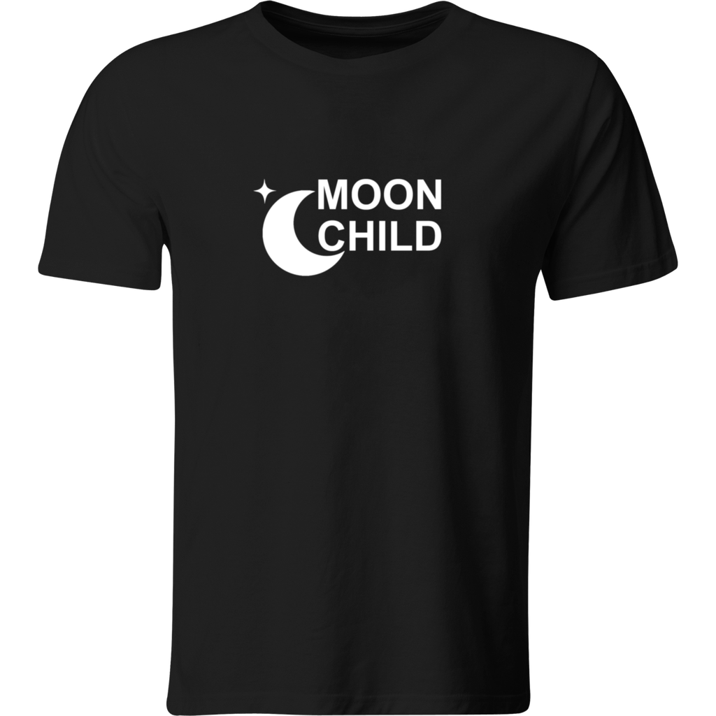 Playera Color Lk209. Frase Moon Child anime (Recto​, Negro​, Blanco)