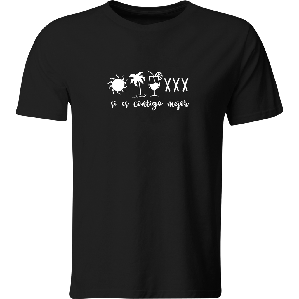 Playera Color Lk213. Bad Bunny Y Si Es Contigo Mejor (Recto​, Negro​, Blanco)