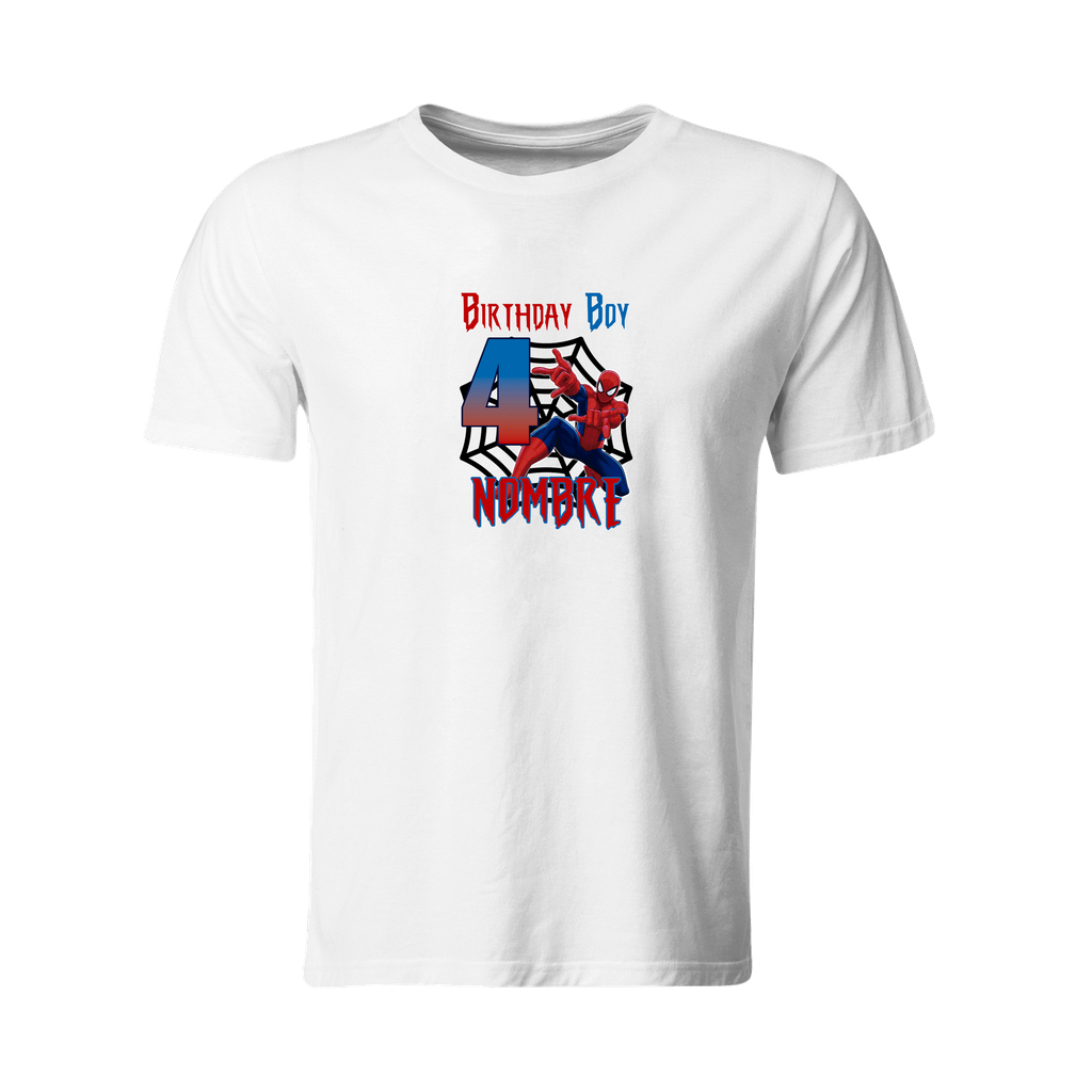 Playera Personalizada Cumpleaños Pc9. Fiesta hombre araña (Recto​)