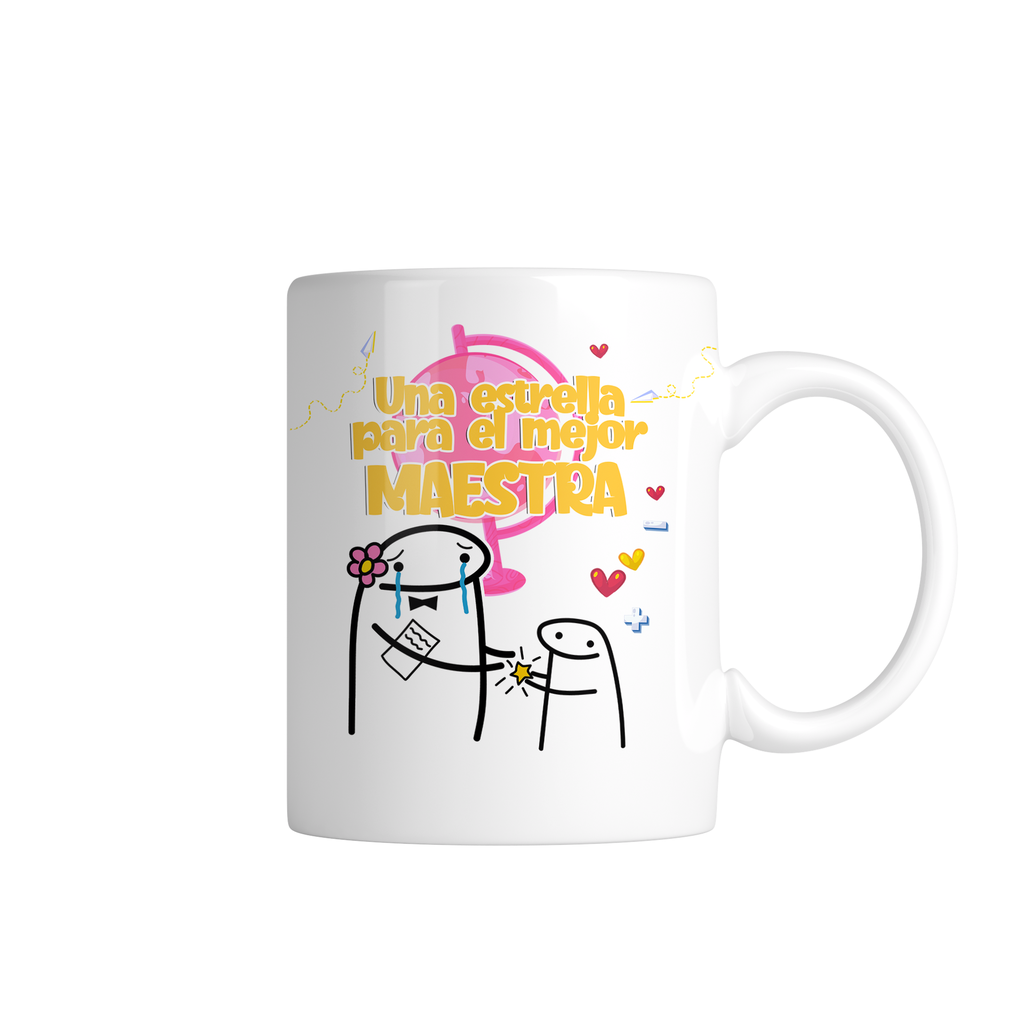 Taza mt24. Una estrella para la mejor maestra (Con nombre)
