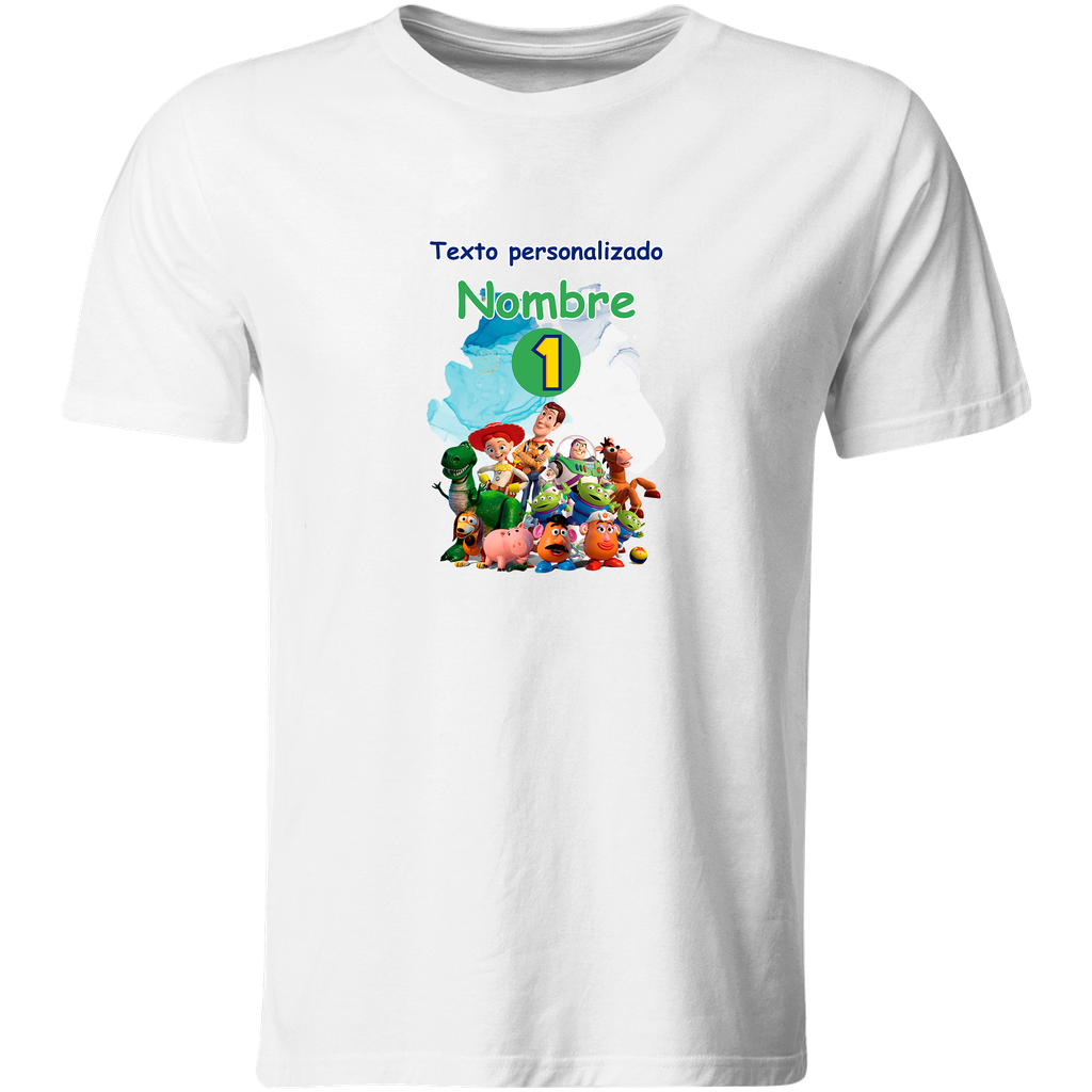 Playera Personalizada Cumpleaños Pc16. Toystory Anime Party (Recto​)