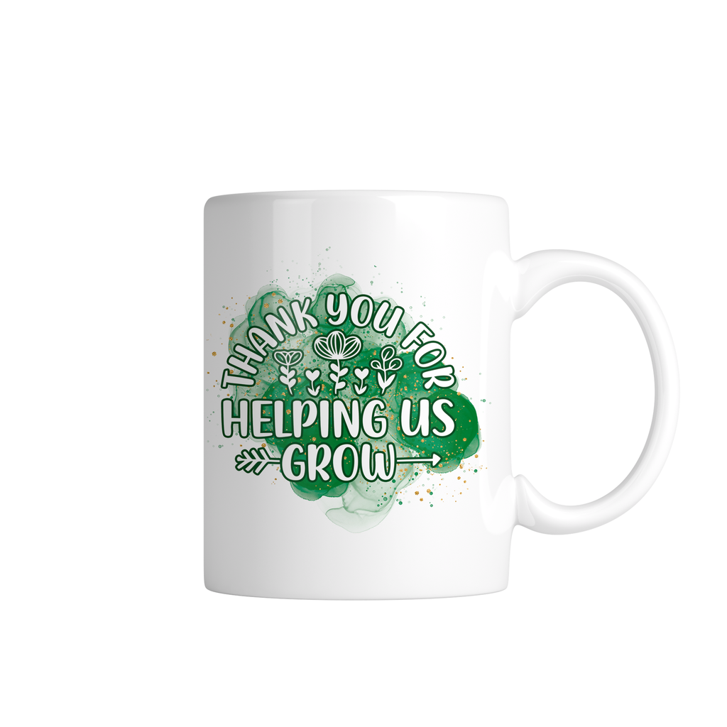 Taza TPM15. "Gracias por ayudándonos a crecer"
