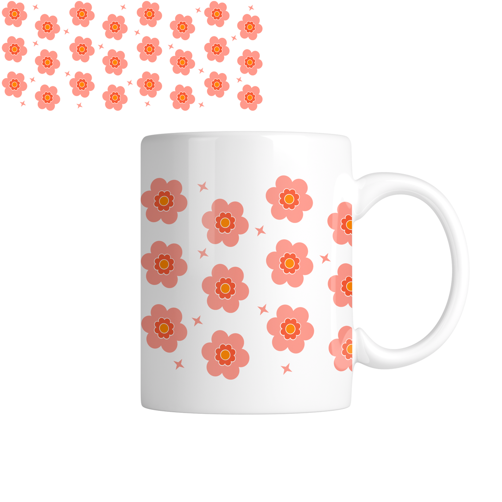 Taza TAE38: Flores. Aesthetic vintage kawaii motivation