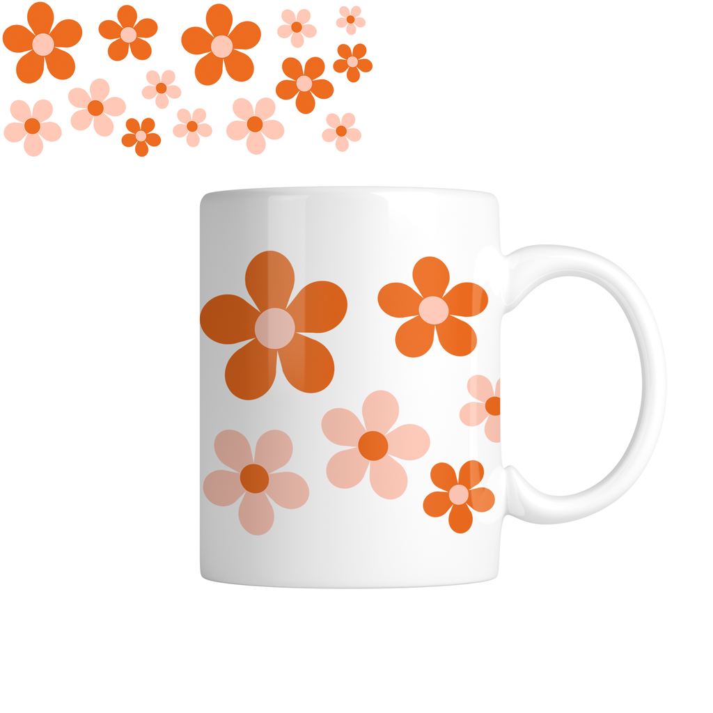 Taza TAE44: Flores. Aesthetic vintage kawaii motivation
