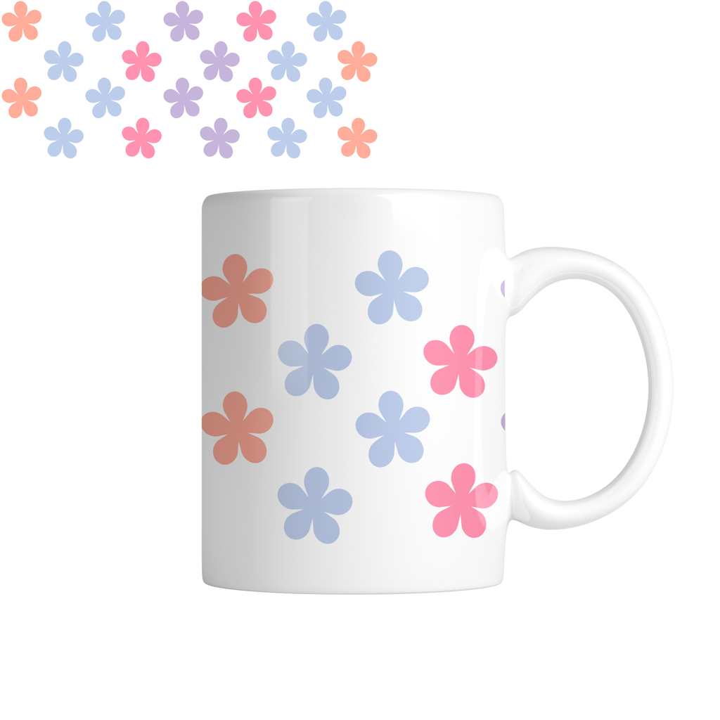 Taza TAE43: Flores. Aesthetic vintage kawaii motivation