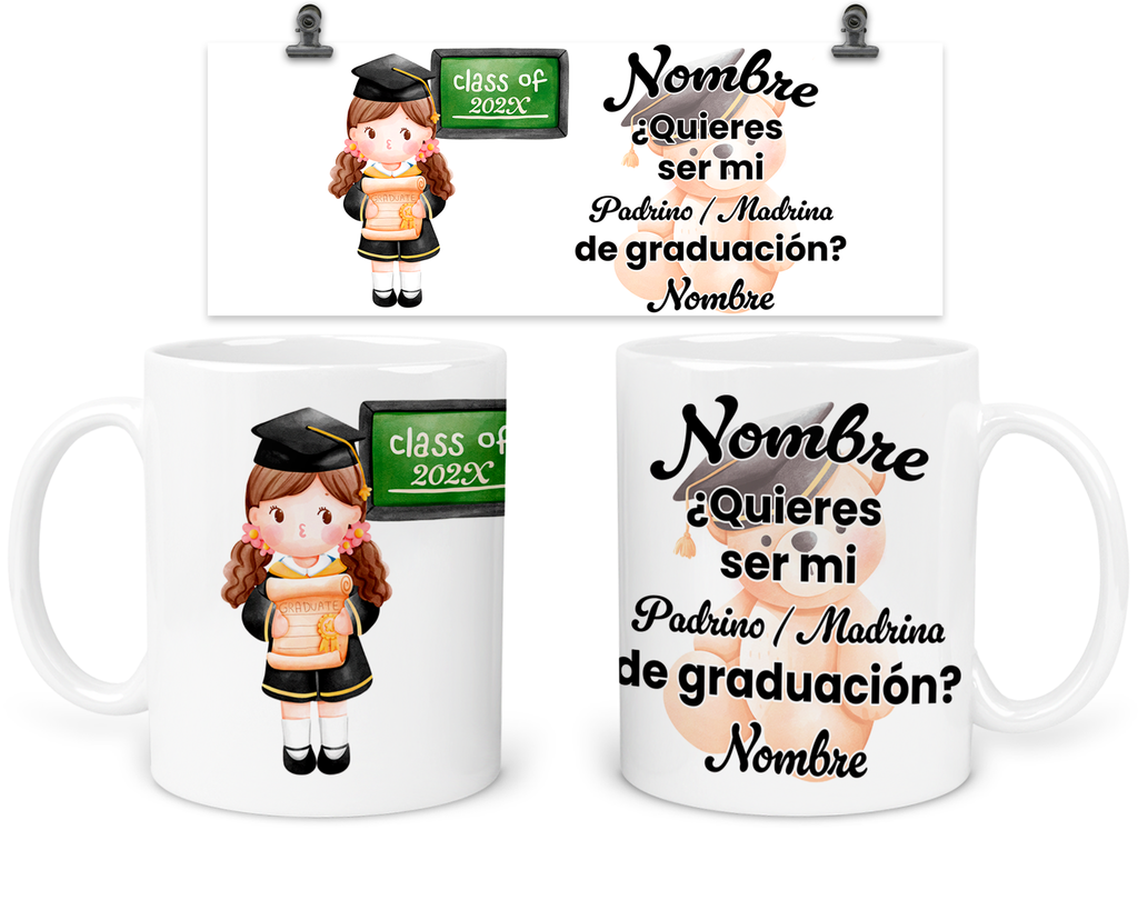 Taza Personalizada Para Padrinos De Graduación. Tpg2
