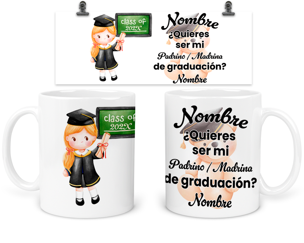 Taza Personalizada Para Padrinos De Graduación. Tpg7