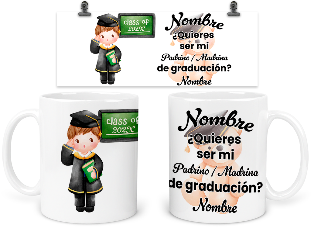 Taza Personalizada Para Padrinos De Graduación. Tpg9
