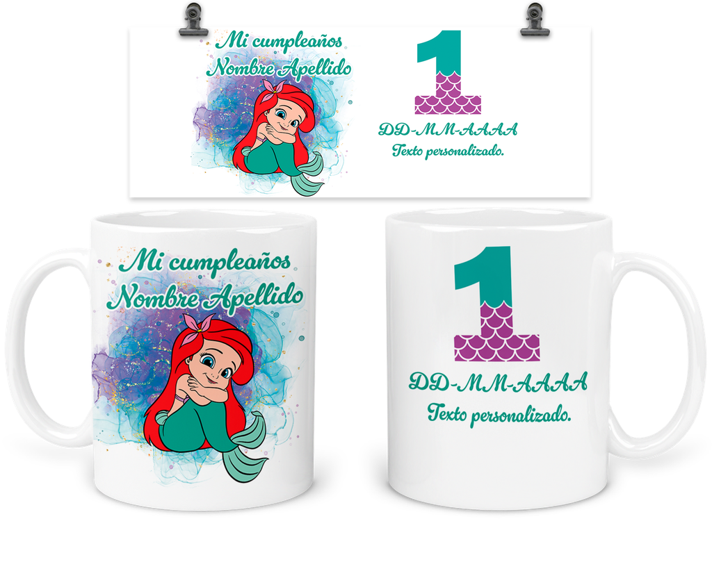 Taza Para Recuerdo De Cumpleaños Trc2. Fiesta Sirena Mermaid