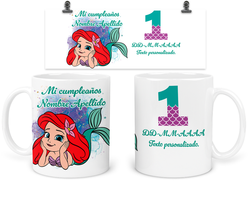 Taza Para Recuerdo De Cumpleaños Trc3. Fiesta Sirena Mermaid