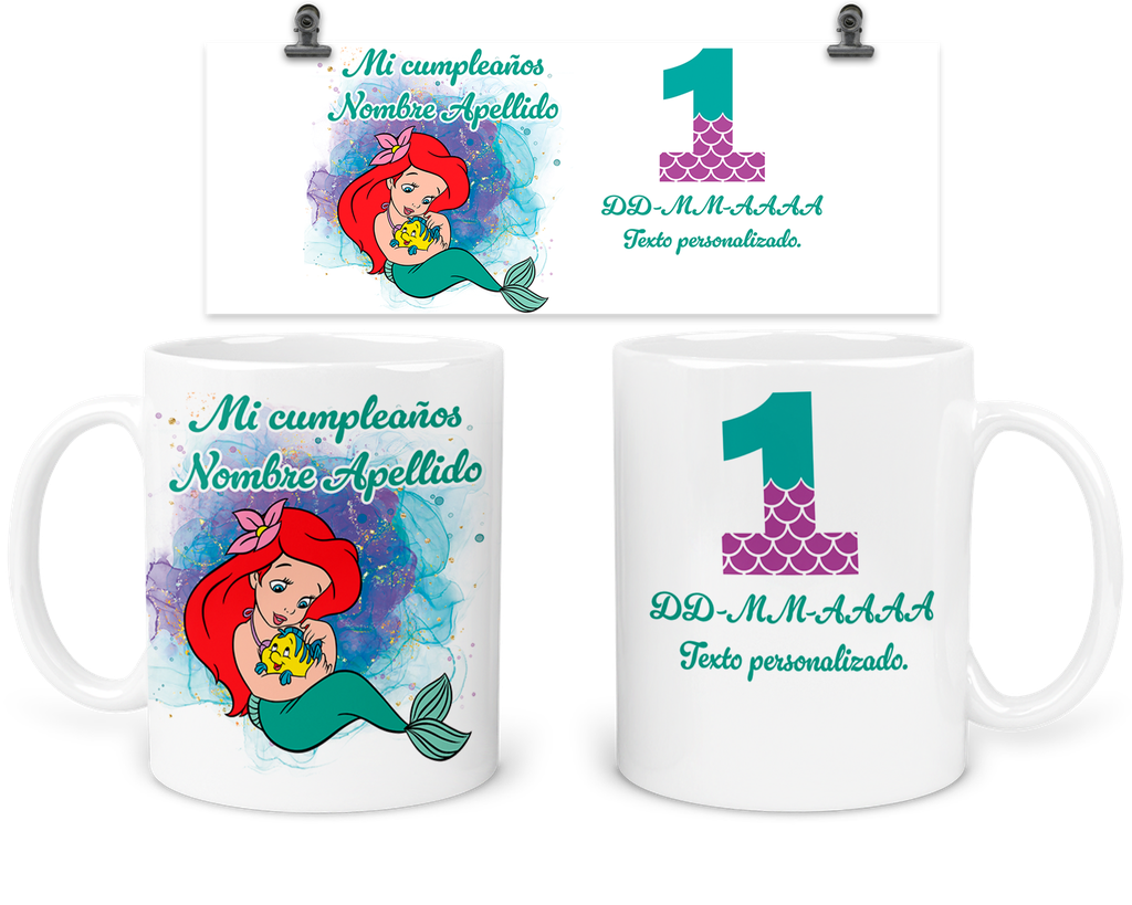Taza Para Recuerdo De Cumpleaños Trc4. Fiesta Sirena Mermaid