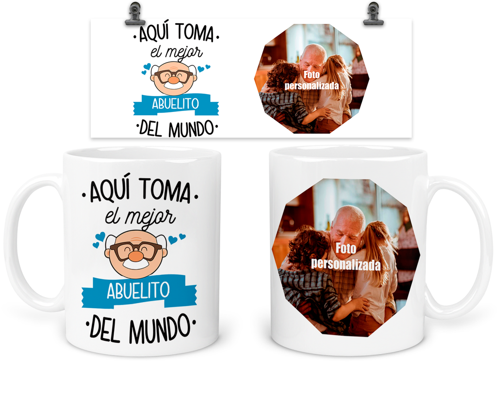 Taza 11 Oz Tda5. Dia Del Abuelo Personalizada Con Foto