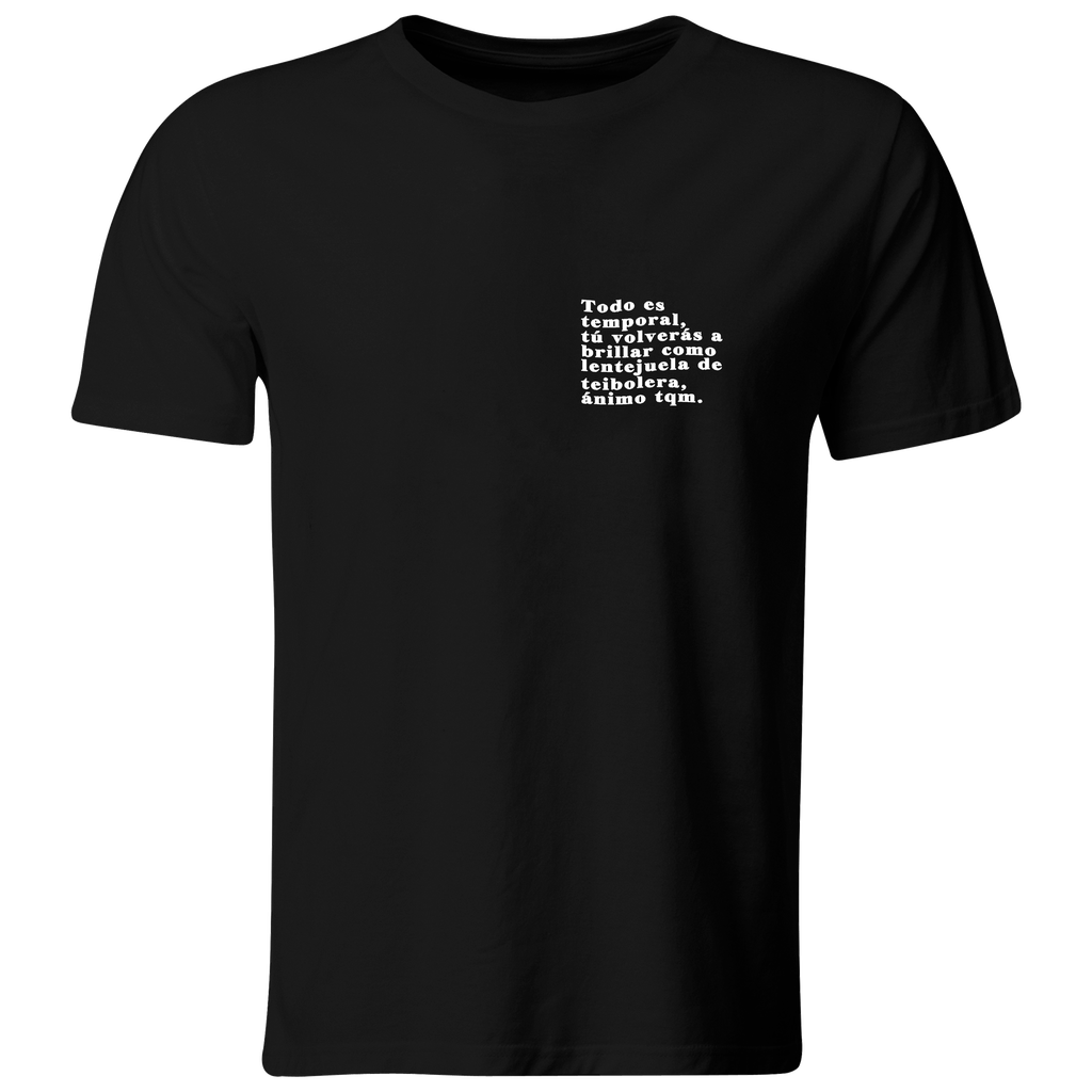 Playera Individual Bordada Lc22. Frase: Todo es temporal...