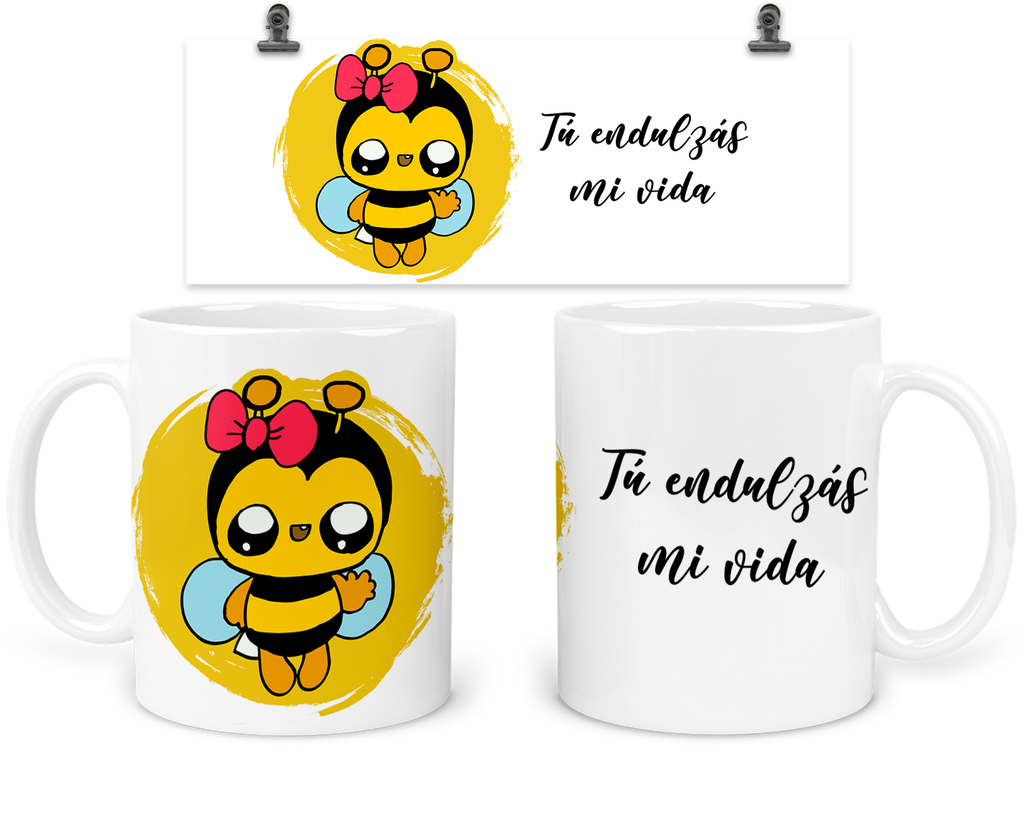 Taza 11 Oz Tapp6. Dúo De Tazas Aniversario: abeja "Tú endulzás mi vida". 
