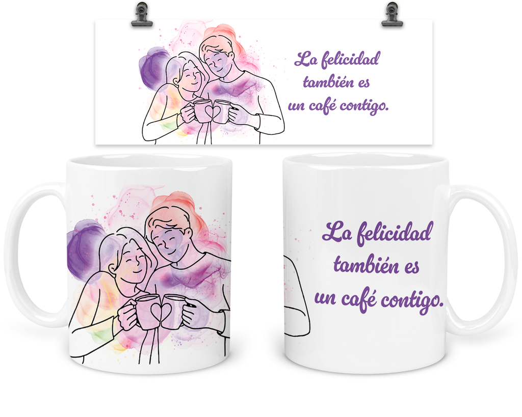 Taza 11 Oz Tapp8. Dúo De Tazas Aniversario: café contigo