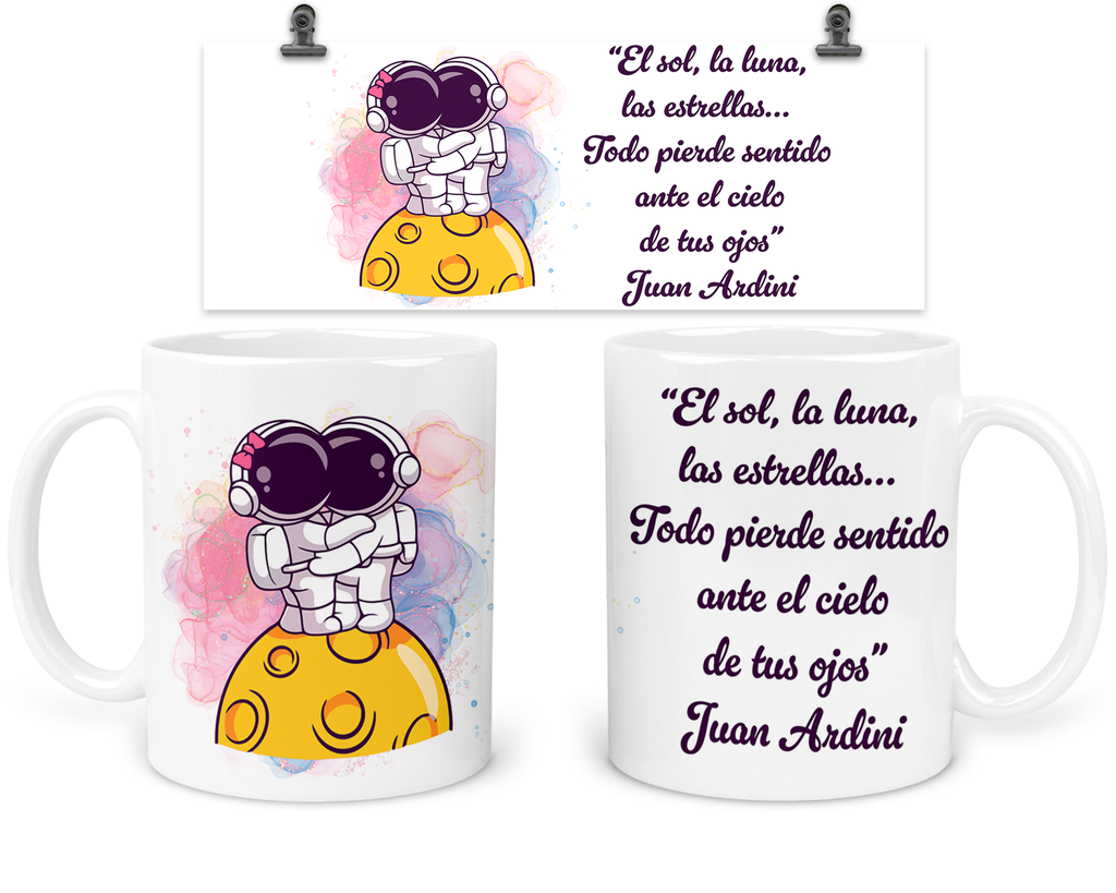 Taza 11 Oz Tapp9. Dúo De Tazas Aniversario: luna astronauta