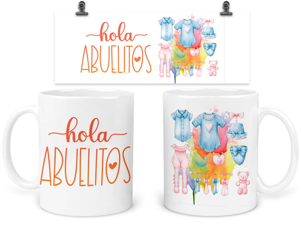 Taza 11 Oz TFB1. "Hola abuelitos" futuros padres.