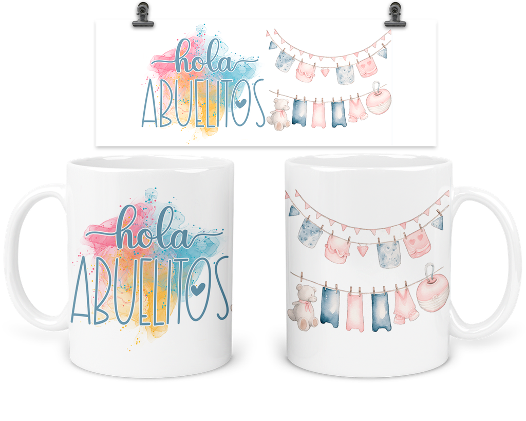 Taza 11 Oz TFB2. "Hola abuelitos" futuros padres.