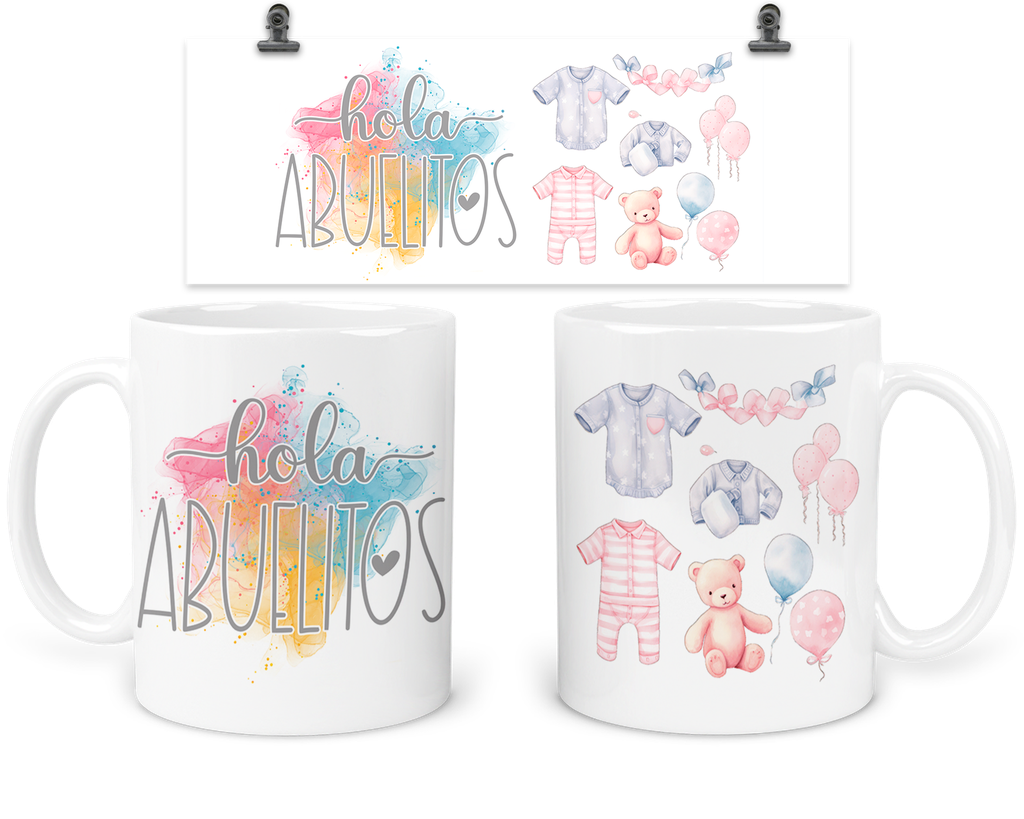 Taza 11 Oz TFB3. "Hola abuelitos" futuros padres.