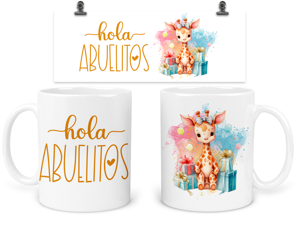 Taza 11 Oz TFB7. "Hola abuelitos" futuros padres.