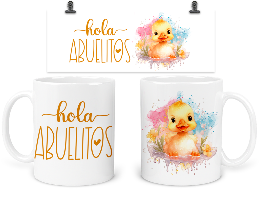 Taza 11 Oz TFB8. "Hola abuelitos" futuros padres.
