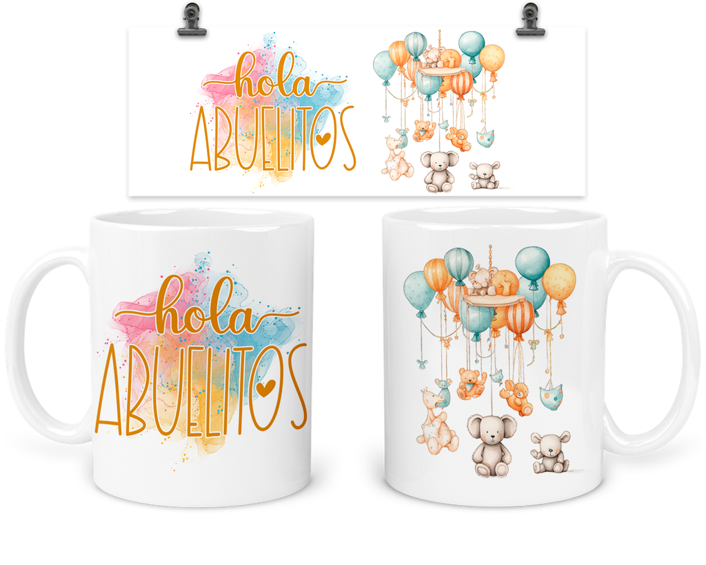 Taza 11 Oz TFB10. "Hola abuelitos" futuros padres.