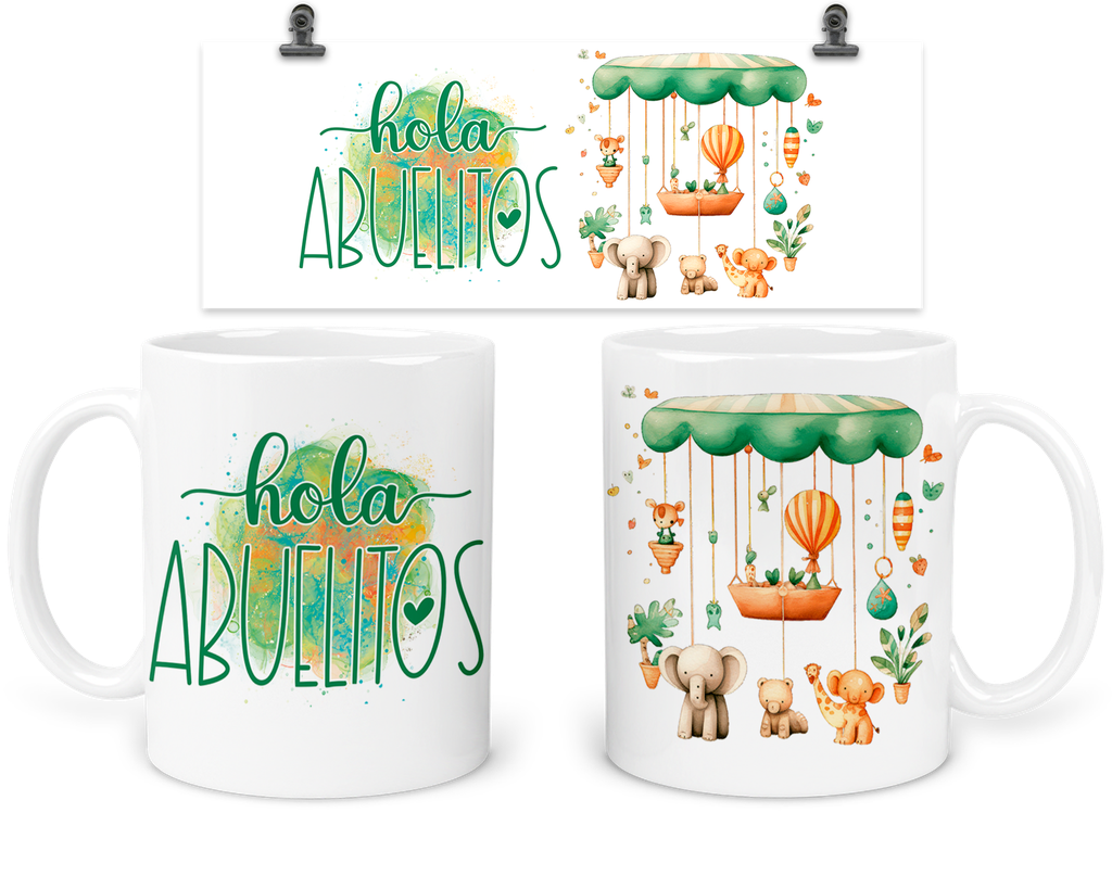 Taza 11 Oz TFB13. "Hola abuelitos" futuros padres.